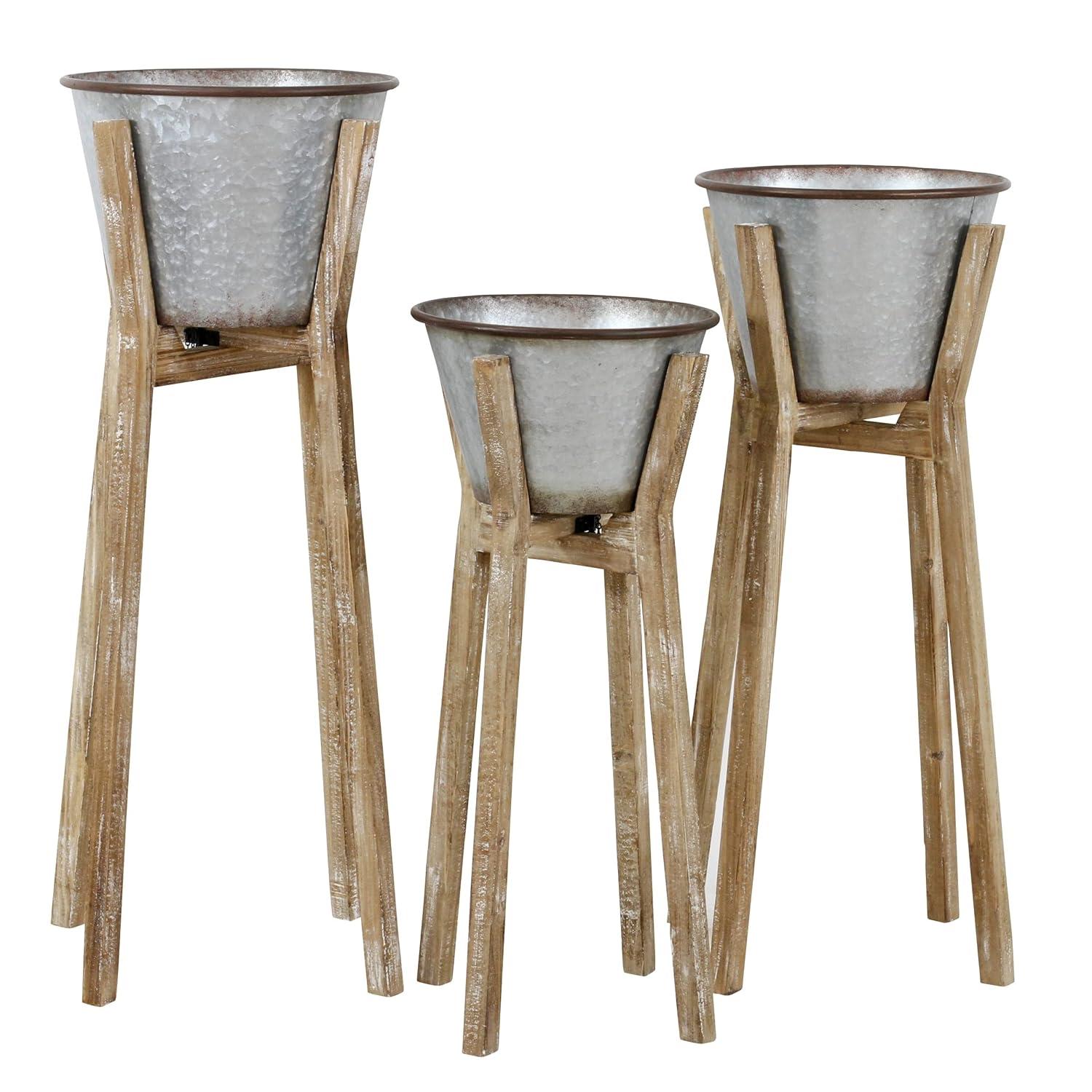Aberdeen Modern Metal Indoor Farmhouse Pot Planter Set
