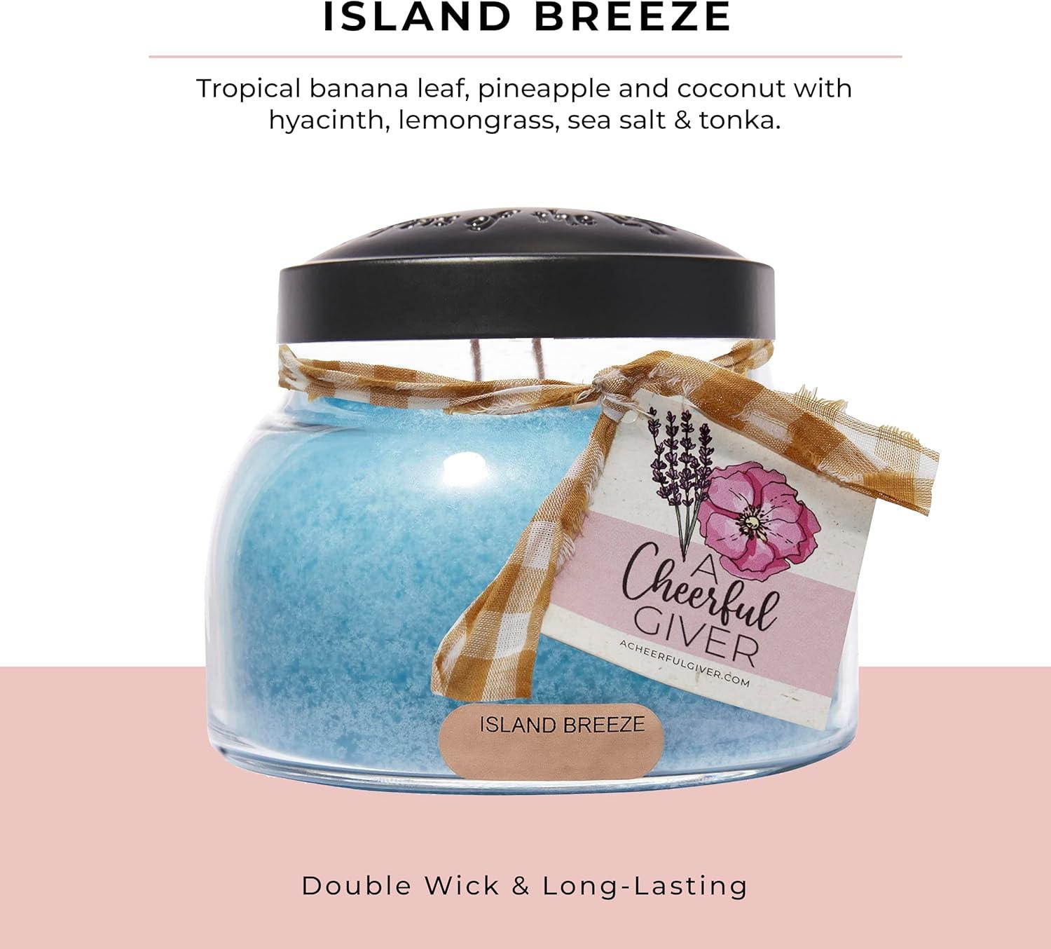 Island Breeze Scented Glass Jar Candle with Black Lid