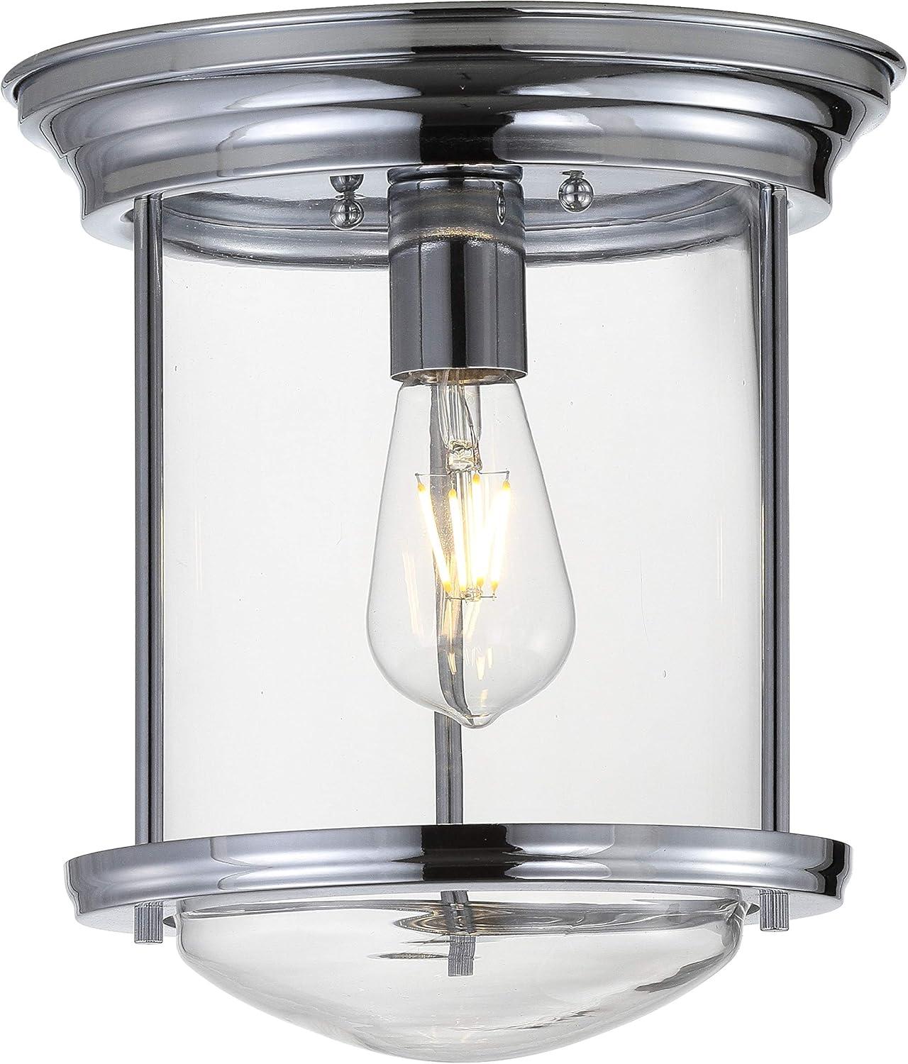JONATHAN Y JYL7440C Savannah 10.25" Metal/Glass LED Flush Mount, Traditional,Transitional, Dimmable, 2700K Cozy Warm Light Kitchen,Hallway,Bathroom,Stairwell, Chrome