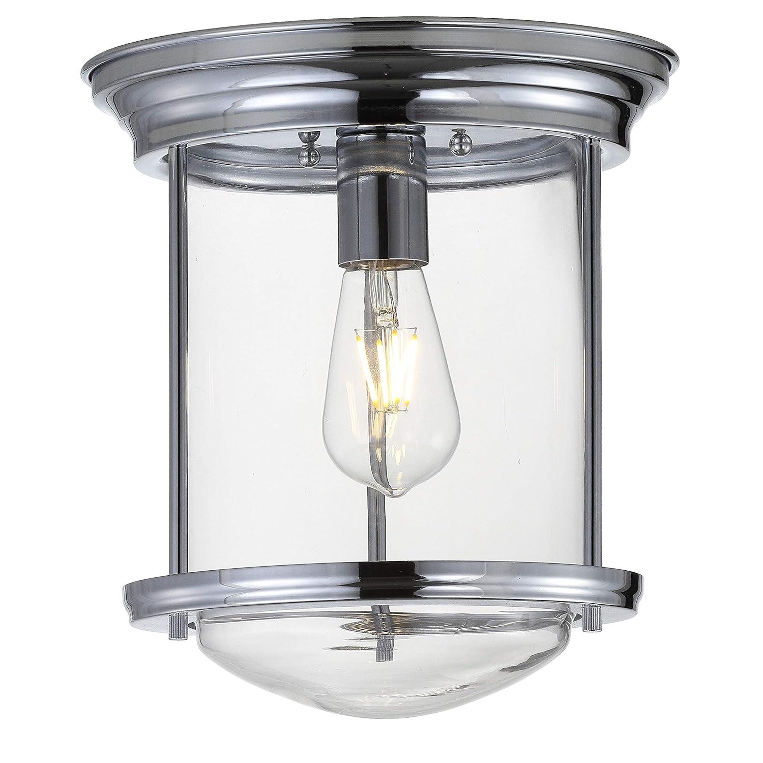 JONATHAN Y JYL7440C Savannah 10.25" Metal/Glass LED Flush Mount, Traditional,Transitional, Dimmable, 2700K Cozy Warm Light Kitchen,Hallway,Bathroom,Stairwell, Chrome