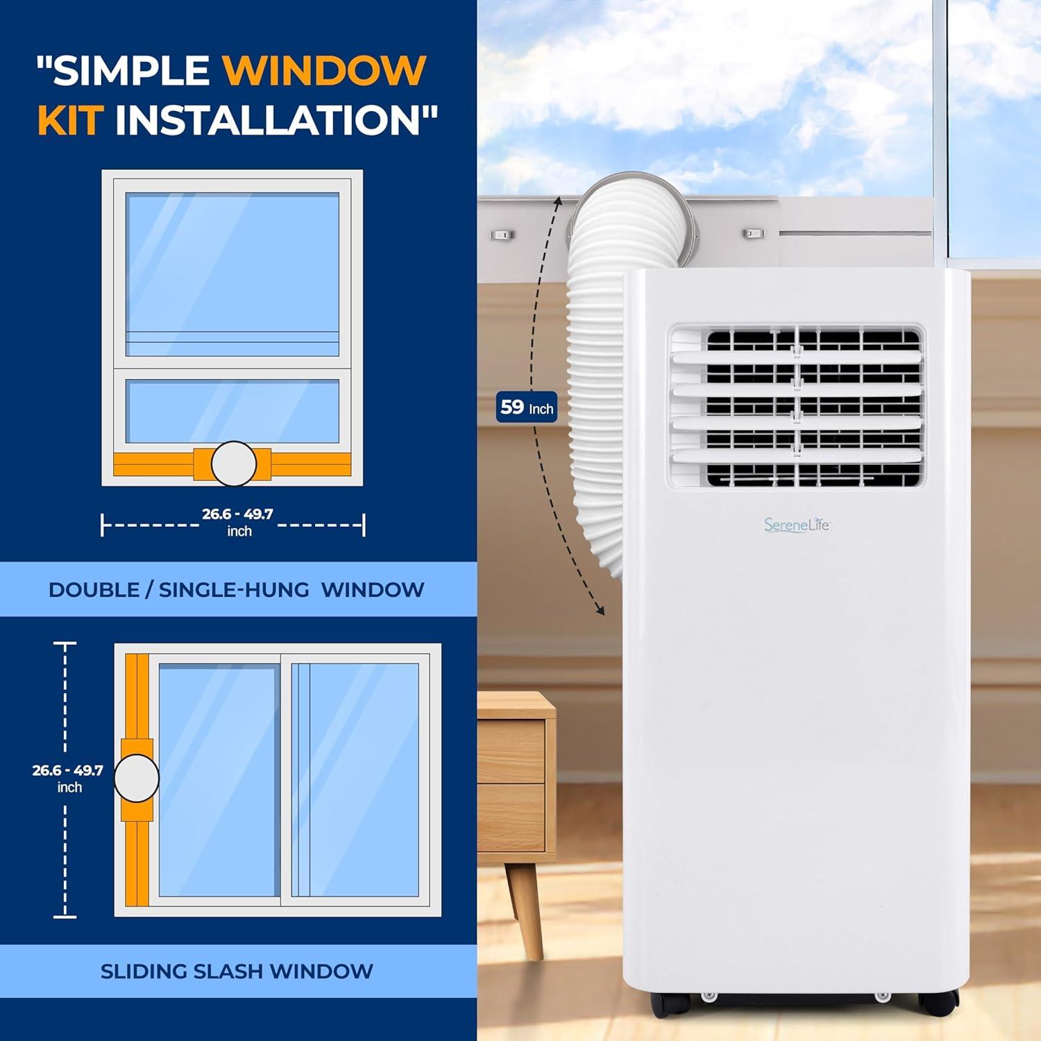 SereneLife 8,000 BTU Portable AC with WiFi, Dehumidifier & Fan