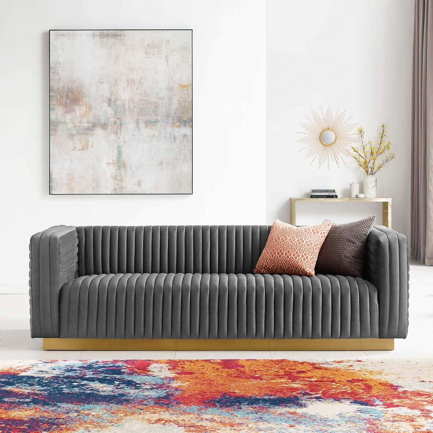 Modway Charisma Channel Tufted Performance Velvet Living Room Sofa