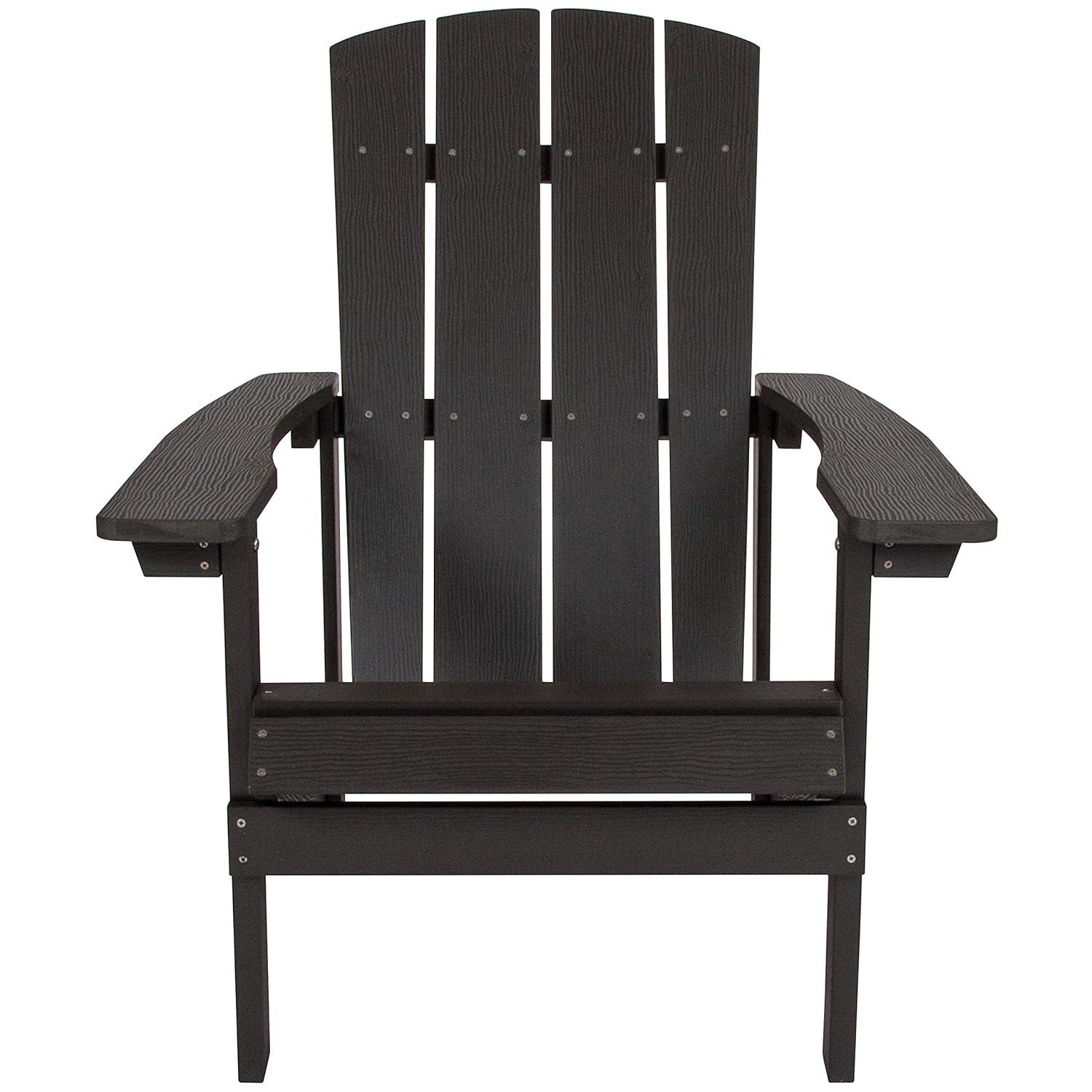 Flash Furniture Charlestown All-Weather Poly Resin Wood Adirondack Chair in Slate Gray
