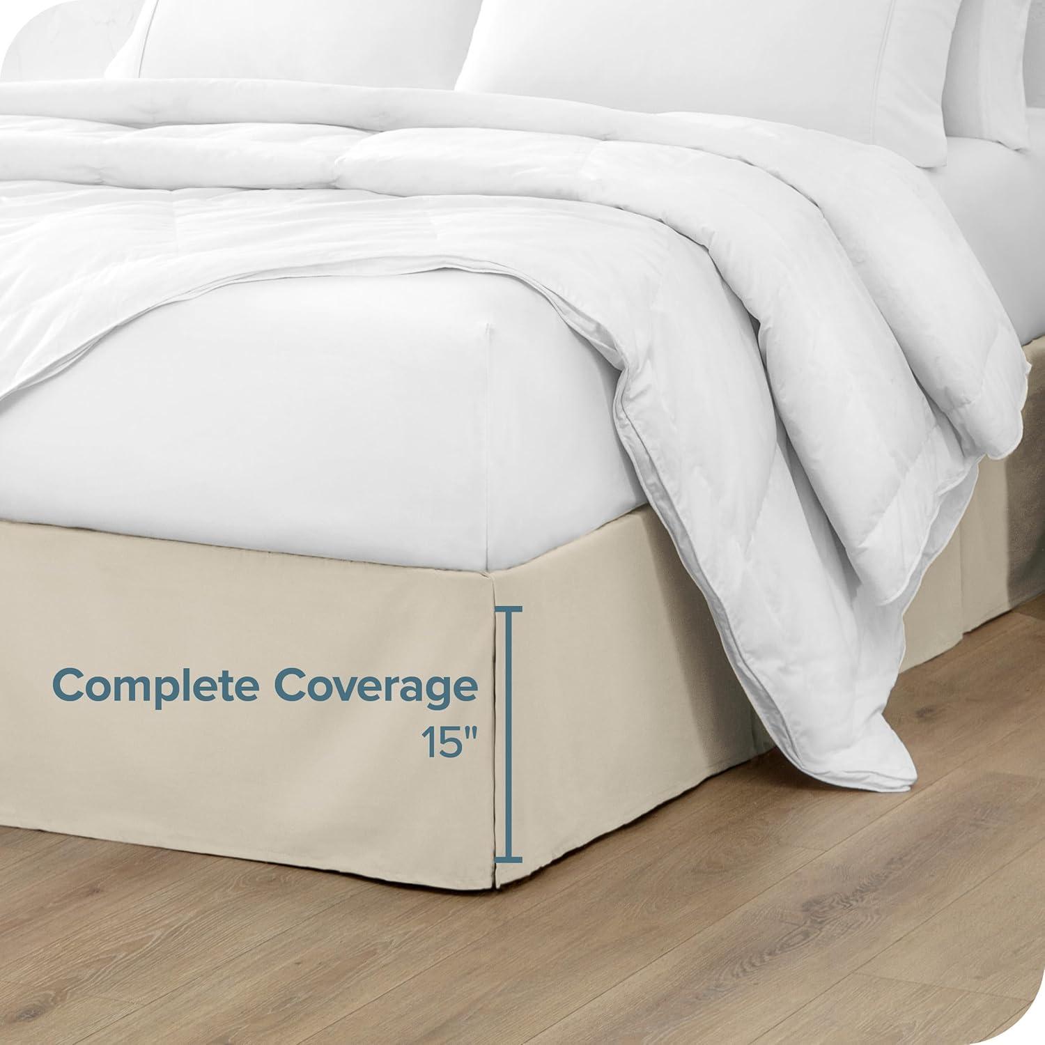 Bare Home Tailored 15" Pleated Bed Skirt