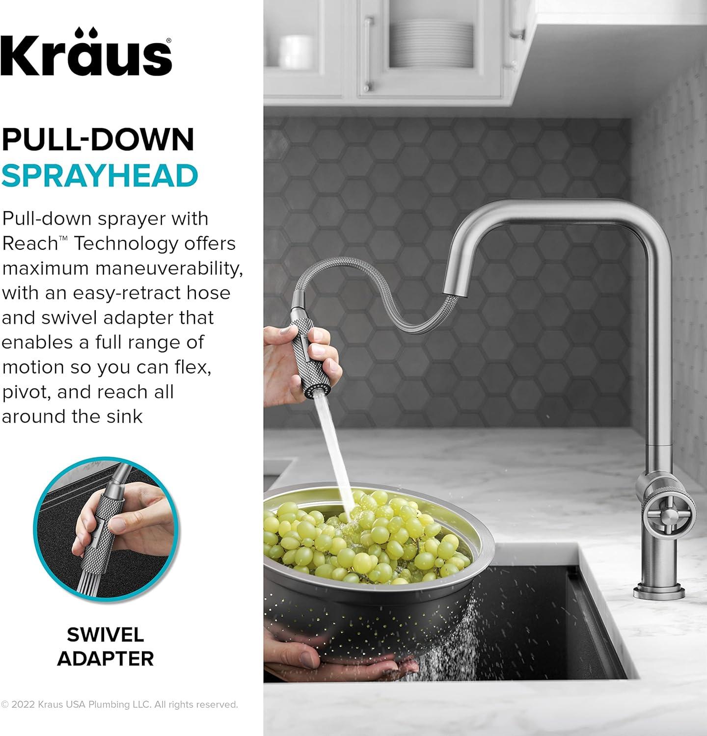 Urbix Industrial Pull-Down Single Handle Kitchen Faucet