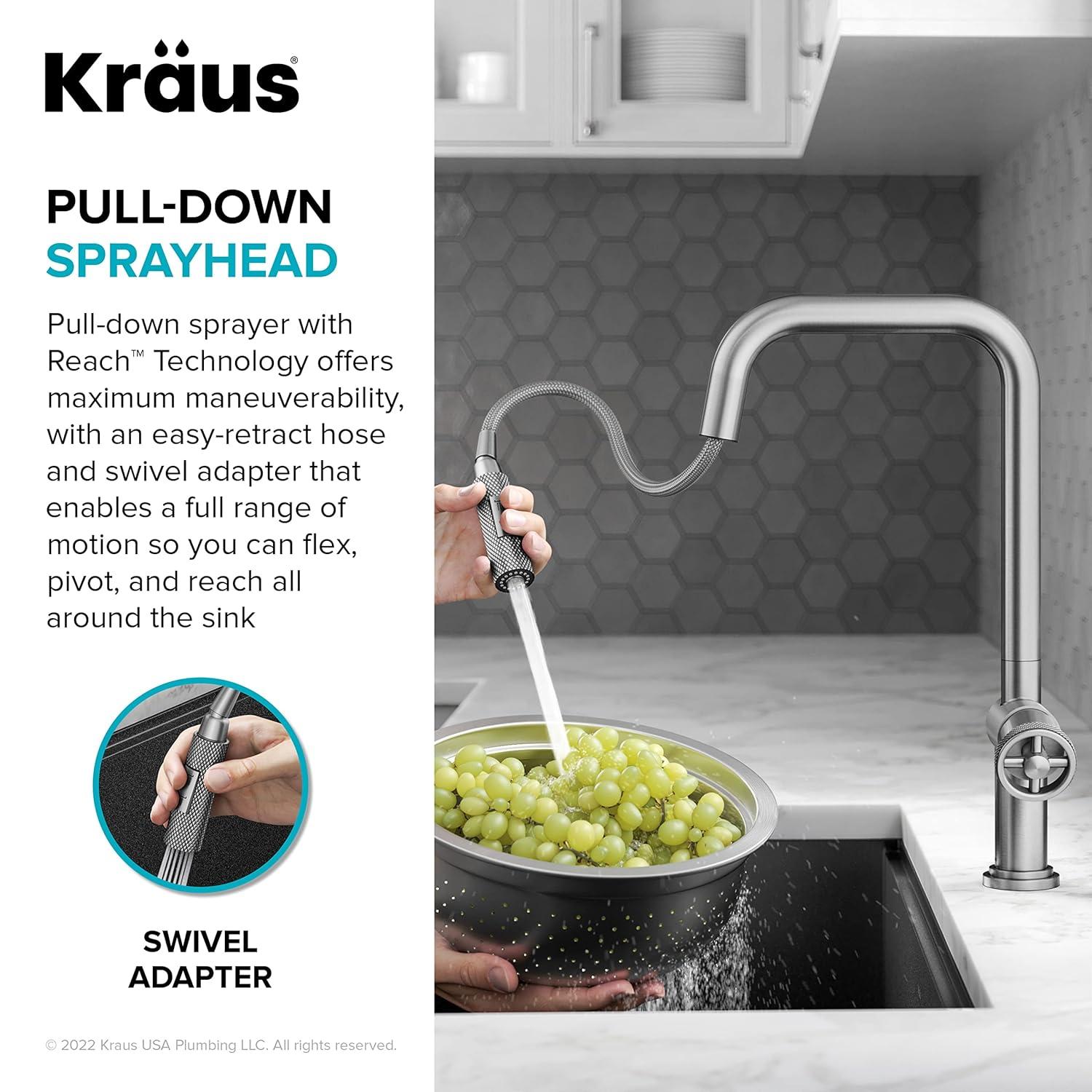 Urbix Industrial Pull-Down Single Handle Kitchen Faucet