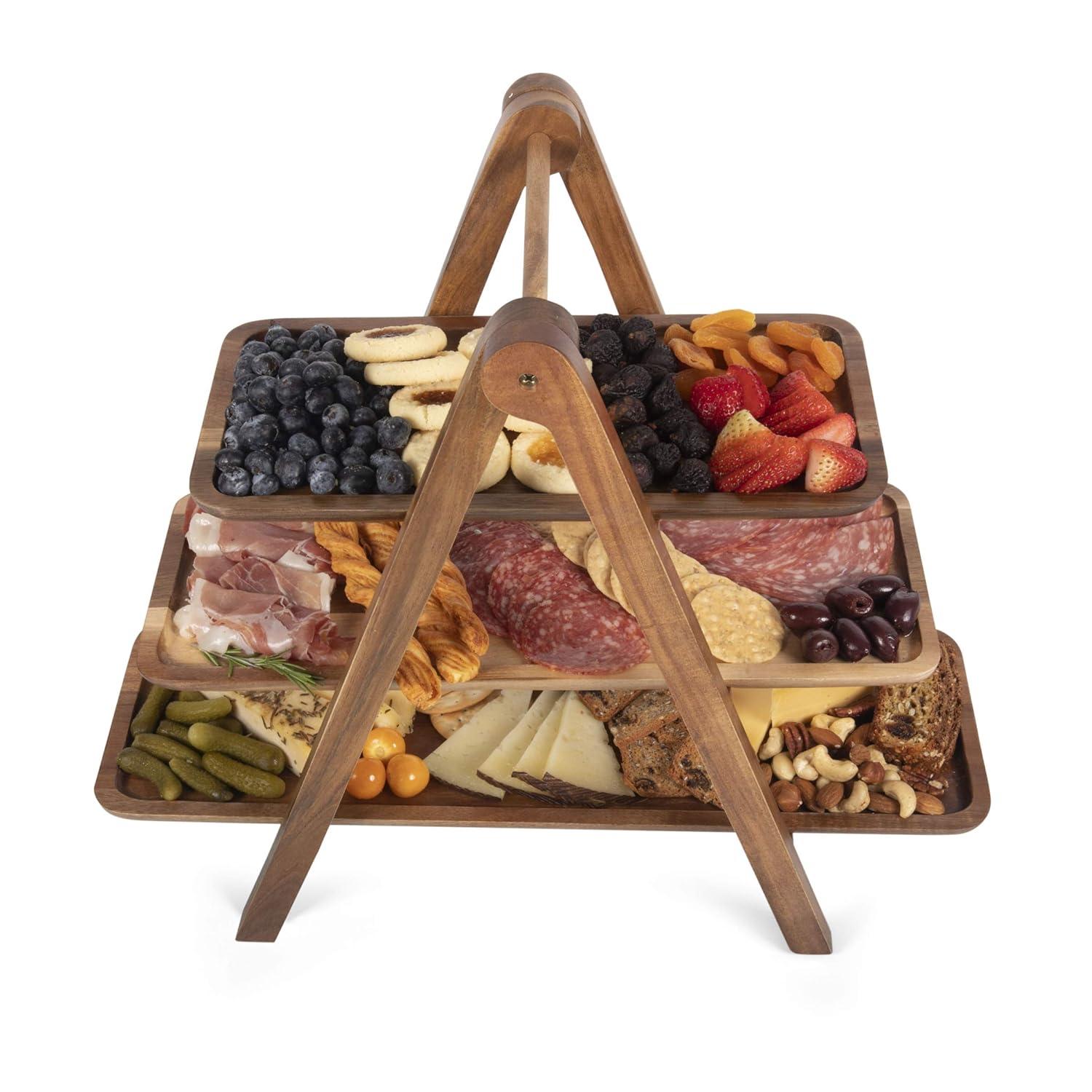 Union Rustic 3 Tiered Serving Tray - Charcuterie Boards - Wood Serving Platters Austyn