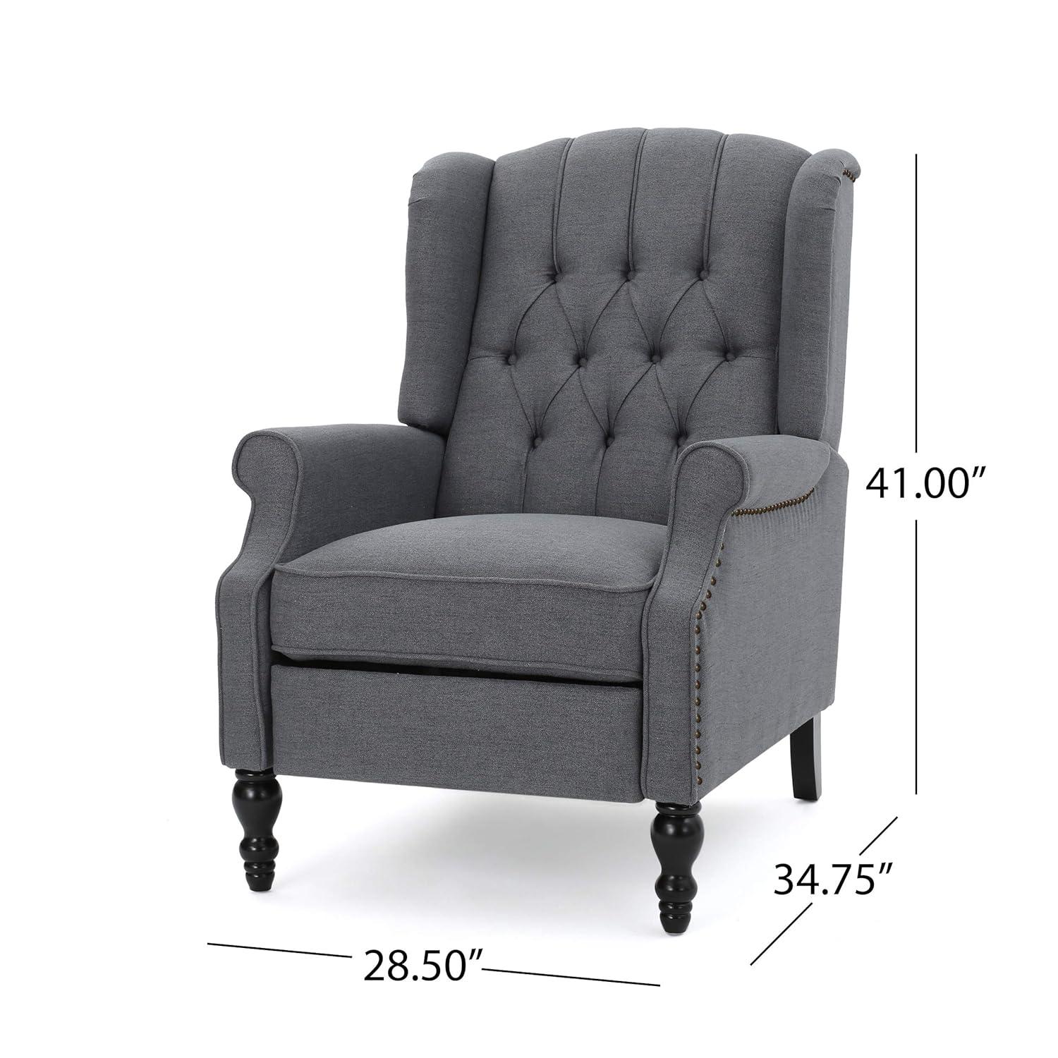 Noble House Walter Wingback Fabric Recliner, Set of 2, Gray