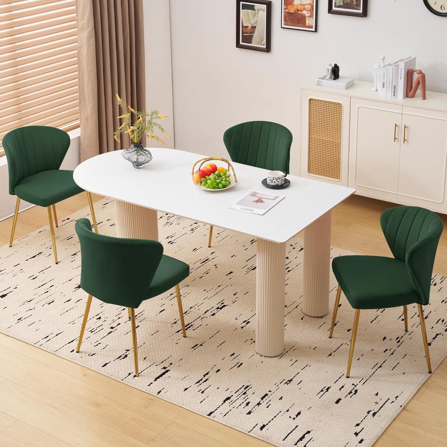 Velvet Dining Chairs Set of 2 Upholstered Wingback Side Chairs Living Room Kitchen Mustard