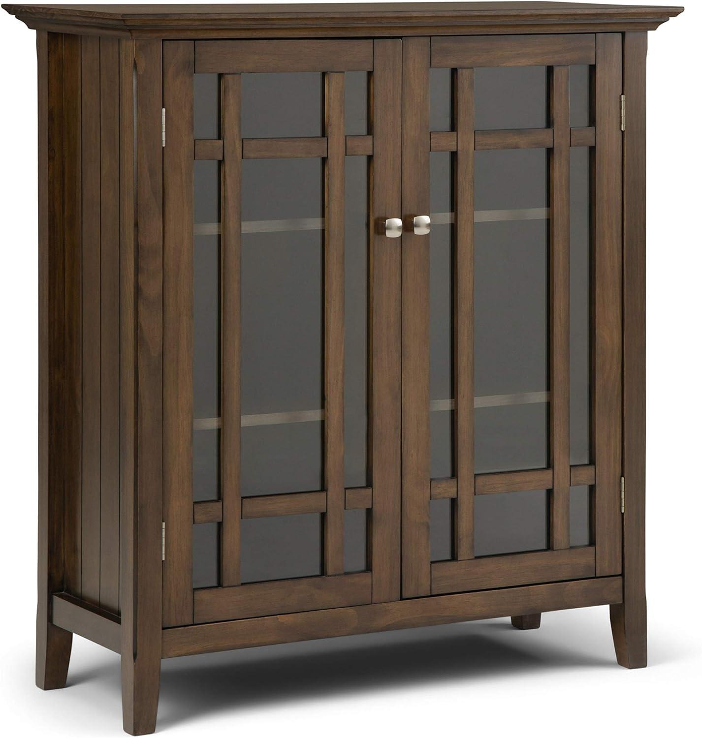 Simpli Home Bedford Solid Wood Medium Storage Cabinet In Rustic Natural Aged Brown