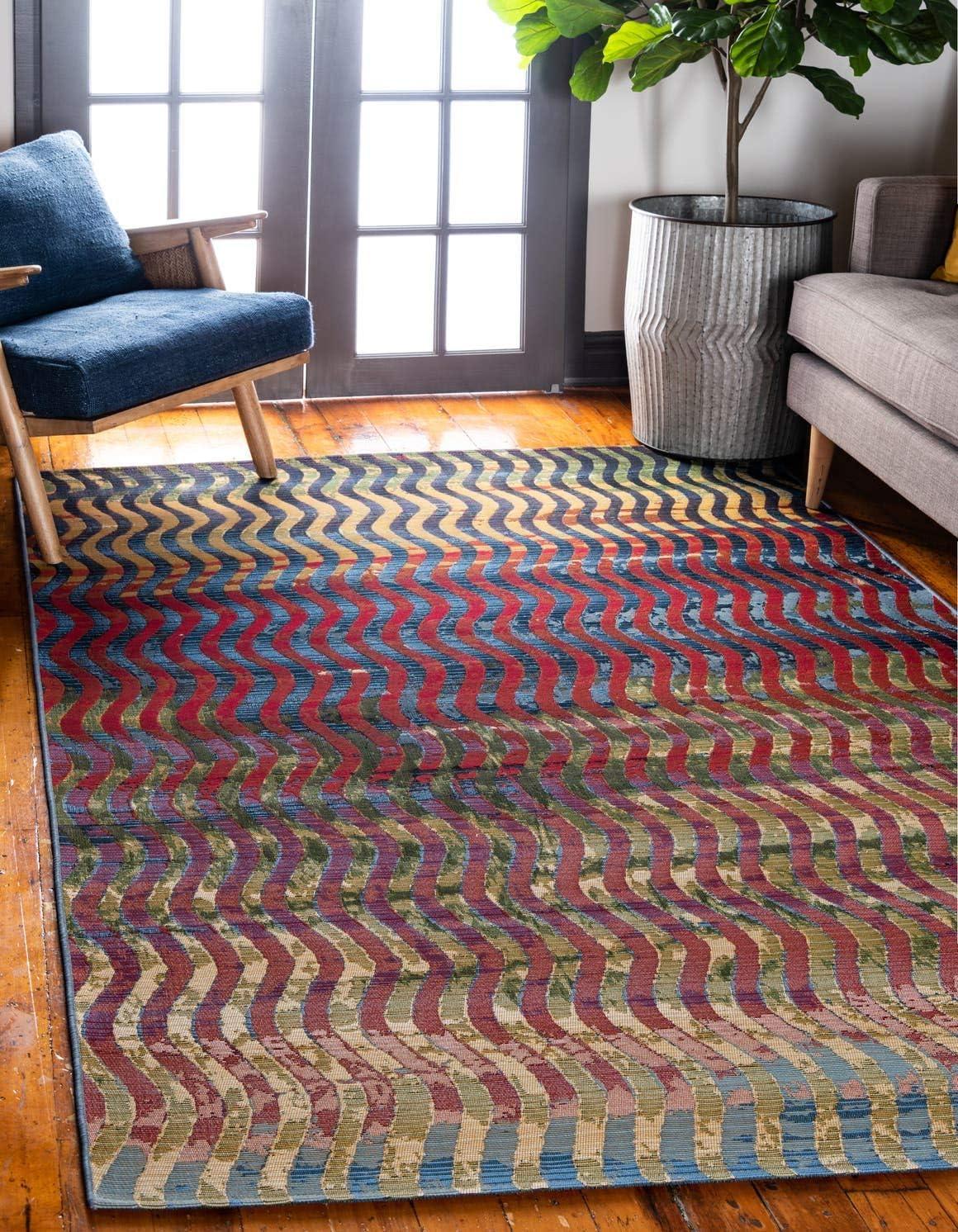 Colorful Stripe 4' x 6' Synthetic Outdoor Rug - Easy Care & Pet Friendly