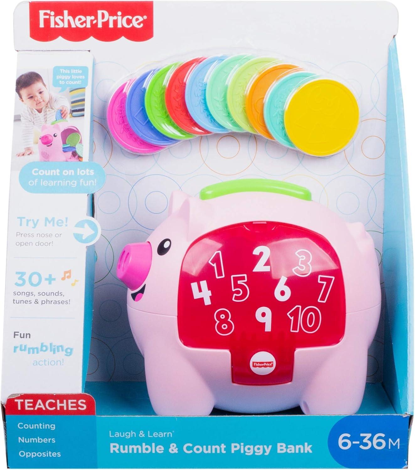 Fisher-Price Laugh & Learn Count & Rumble Piggy Bank Baby & Toddler Toy with Music & Motion