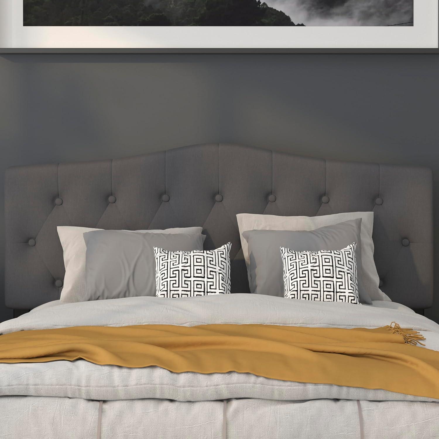Flash Furniture Cambridge Tufted Upholstered Queen Size Headboard in Dark Gray Fabric