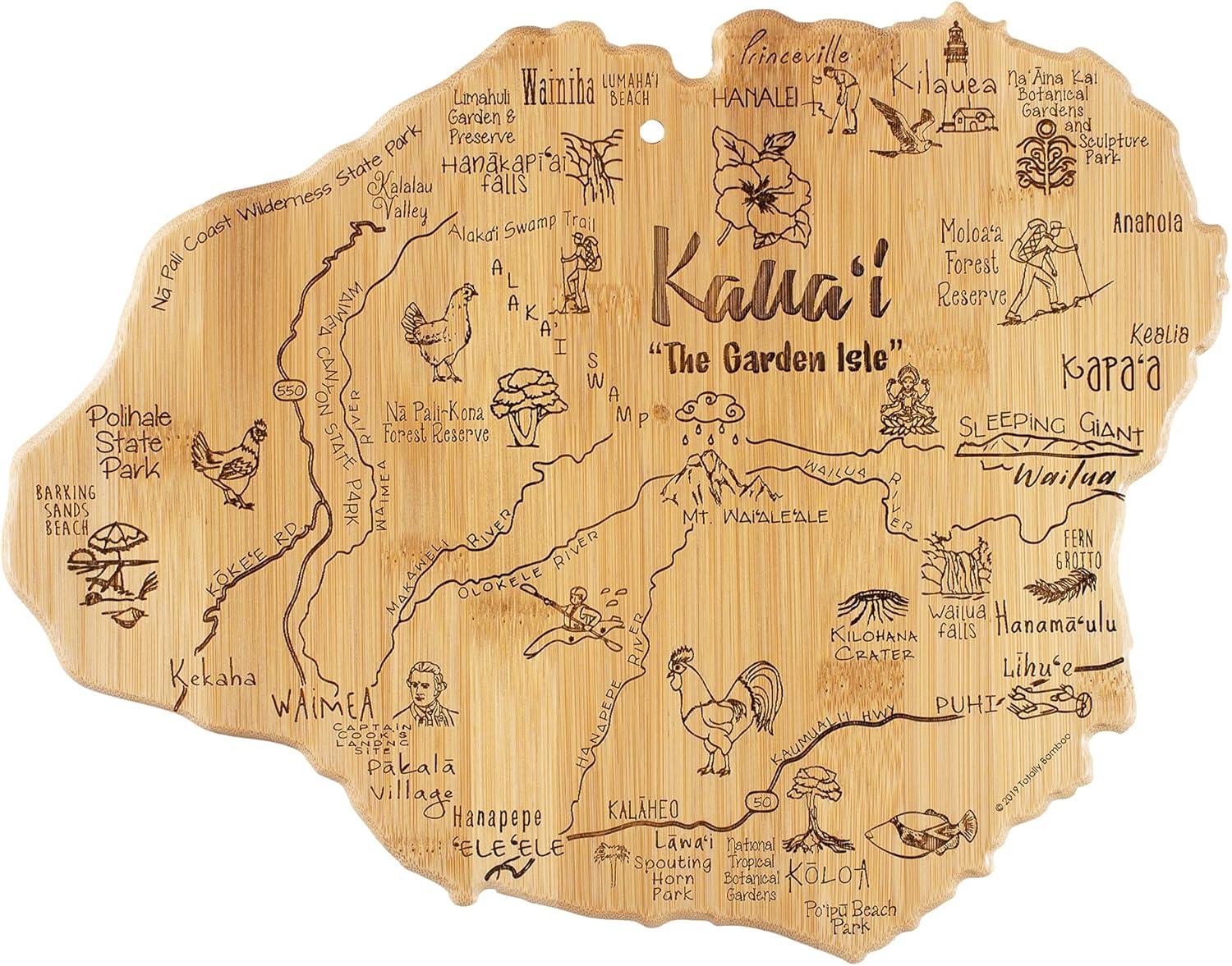 Kauai Shaped Bamboo Cutting and Serving Board