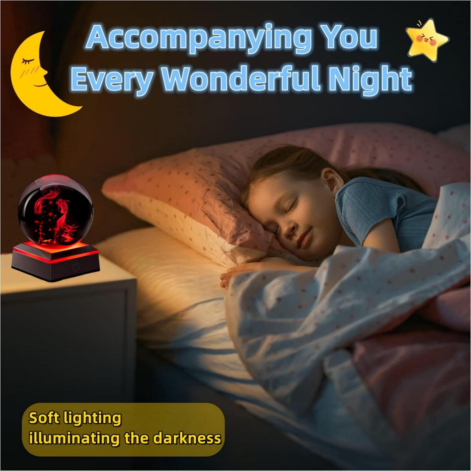 3D Sea Turtle Crystal Ball Night Light, Upgraded 3.15 Inch Glass Ball Lamps with LED Base, Sea Turtle Lamp Decor, Birthday Holiday Xmas Gifts for Boys Girls Friends (Sea Turtle)