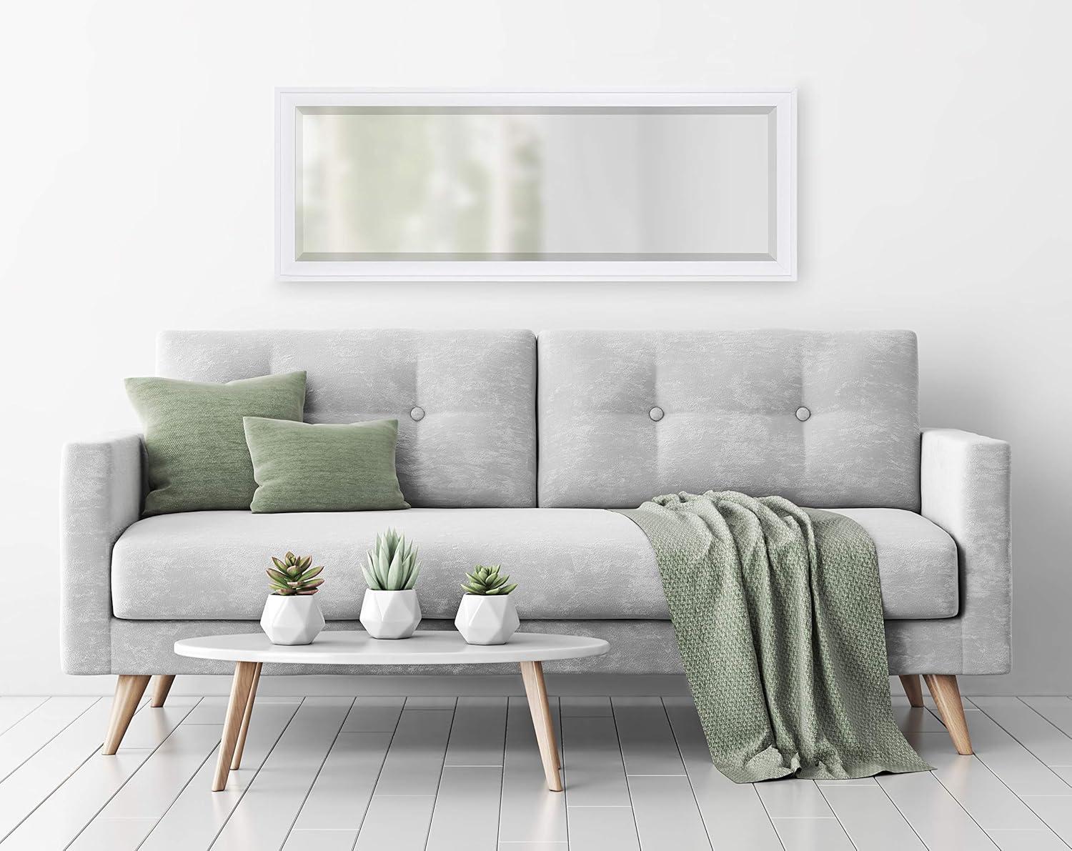 19.5" x 51.5" Bosc Full Length Wall Mirror White - DesignOvation: Modern Rectangle, No Assembly Required