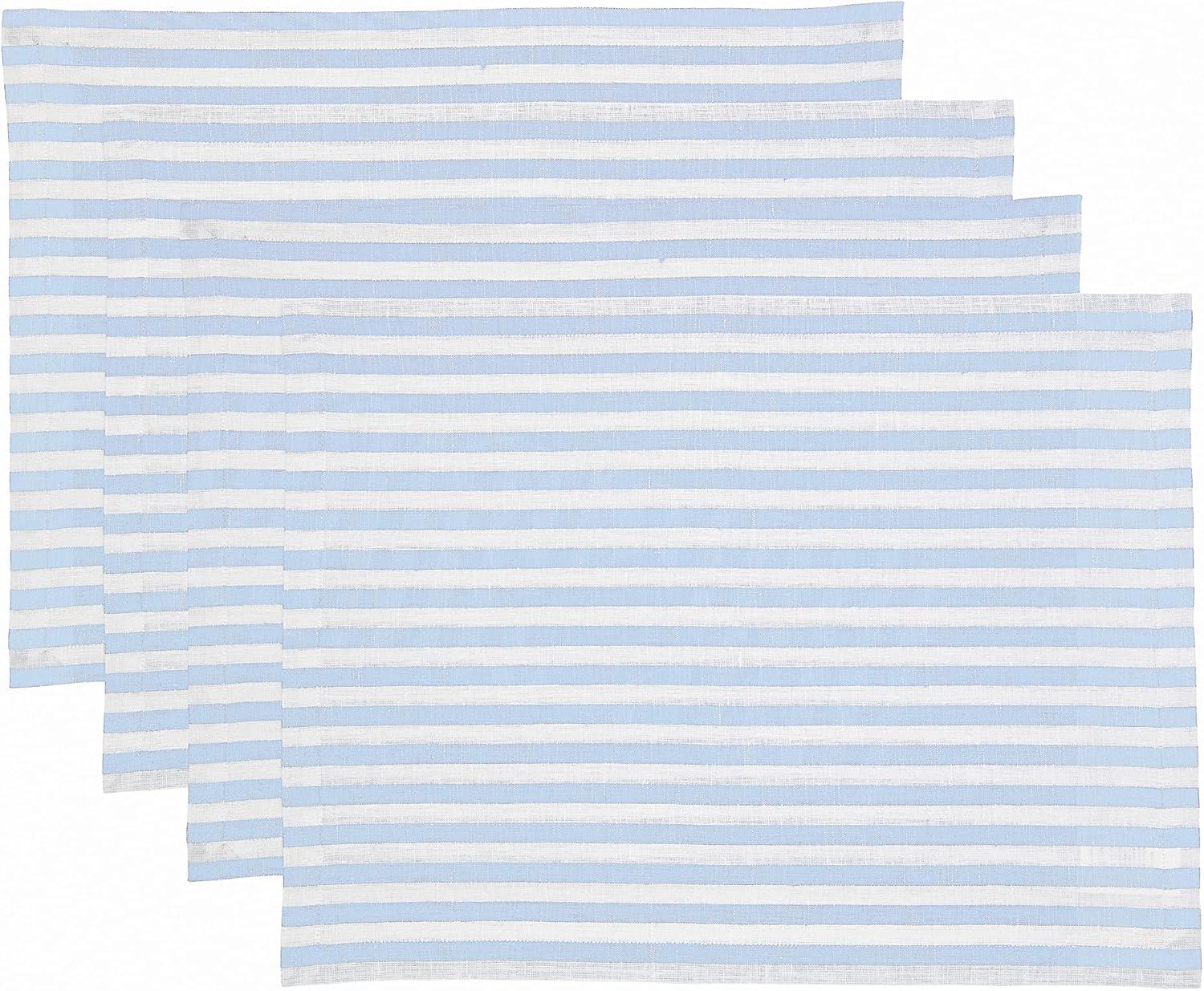 Amalfi Stripe - 100% Pure Linen Rectangle Placemats (Set of 4)