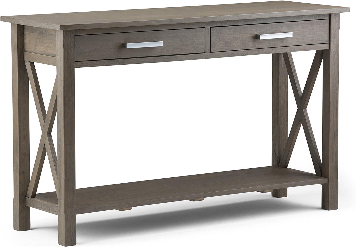 Contemporary Farmhouse Gray Wood Console Table with Storage