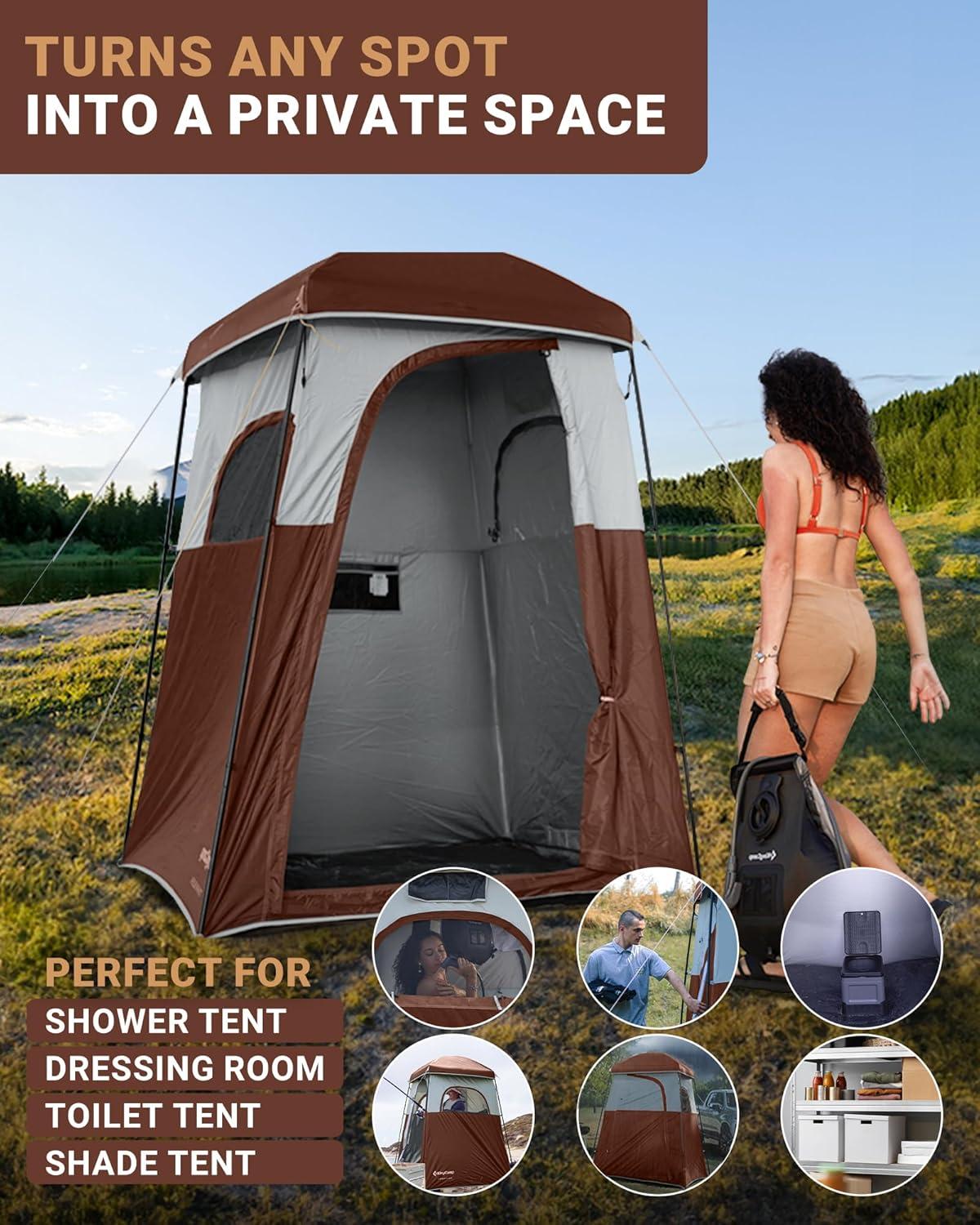 KingCamp Shower Tent, Portable Camping Bathroom Tent with 5 Gallon Solar Heated Bag, Outdoor Privacy Changing Room Tent, Privacy Shelter for Toilet, Dressing Outdoor Camping, Hiking