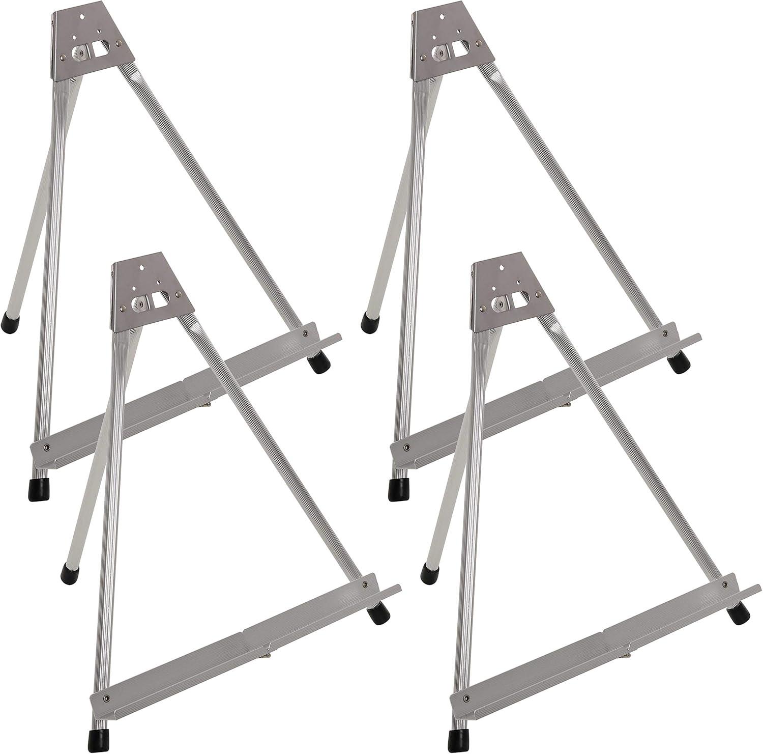 U.S. Art Supply 15" High Aluminum Tabletop Display Easel, Portable Artist Tripod Stand (Pack of 4) Holds Paintings Books