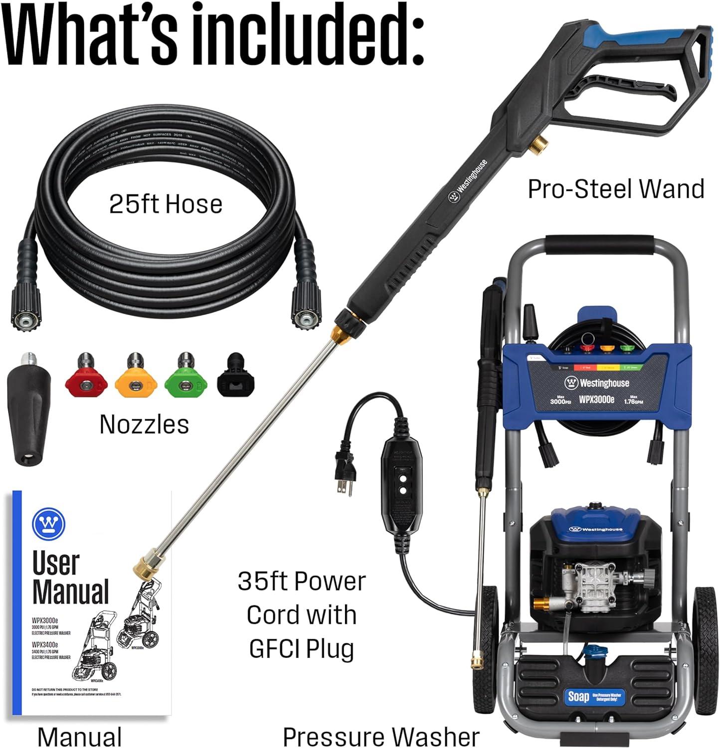 Westinghouse 3000 PSI Electric Pressure Washer with Soap Tank