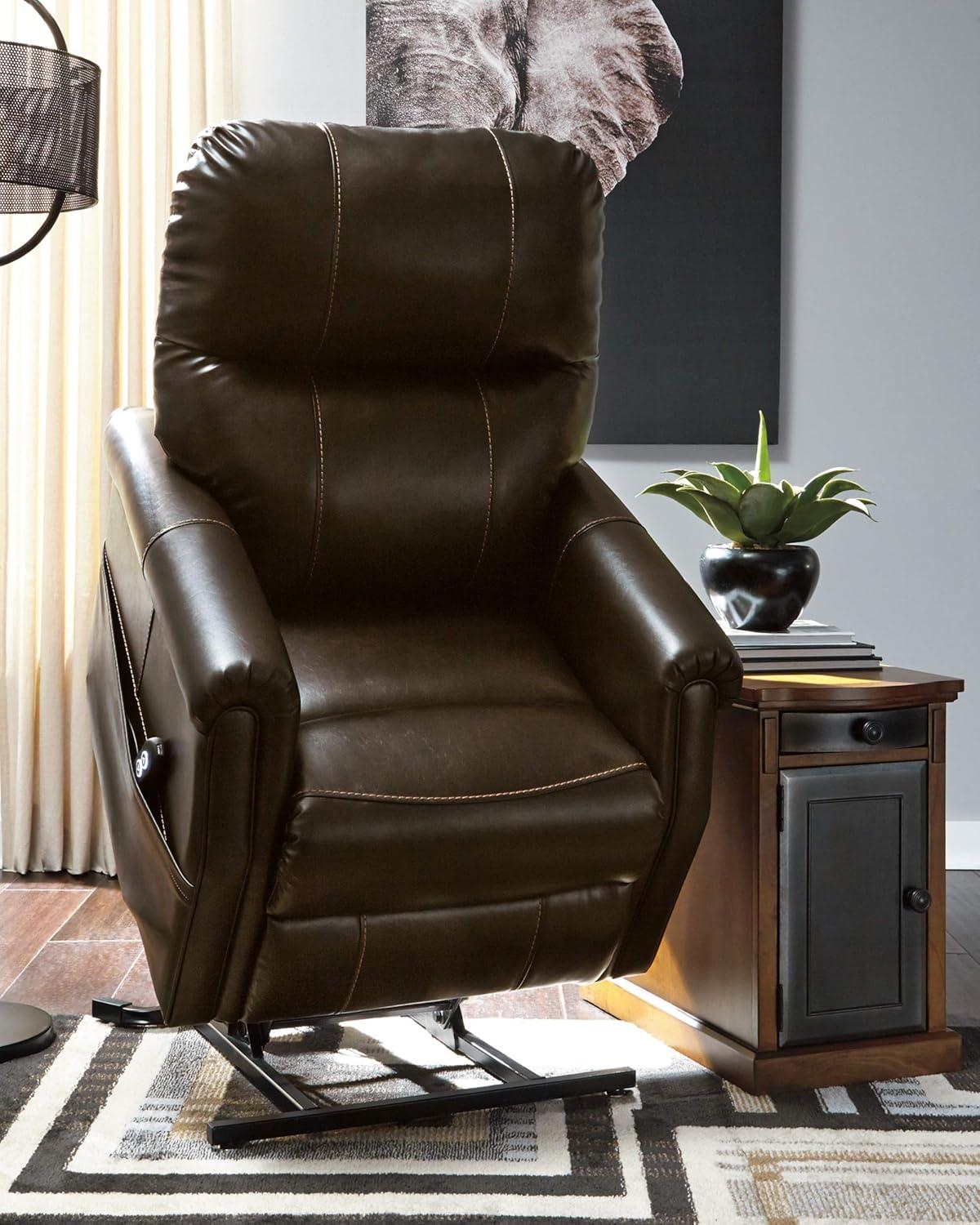 Chocolate Faux Leather Power Lift Recliner Chair