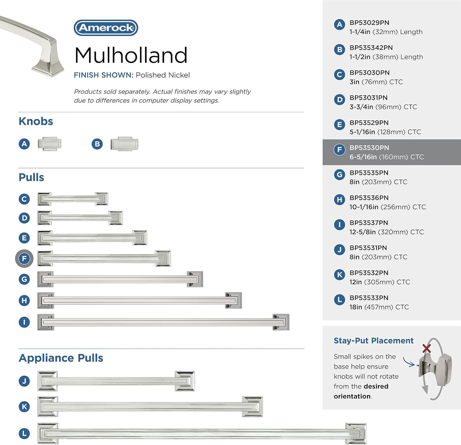 Mulholland 6 5/16" Center to Center Bar Pull