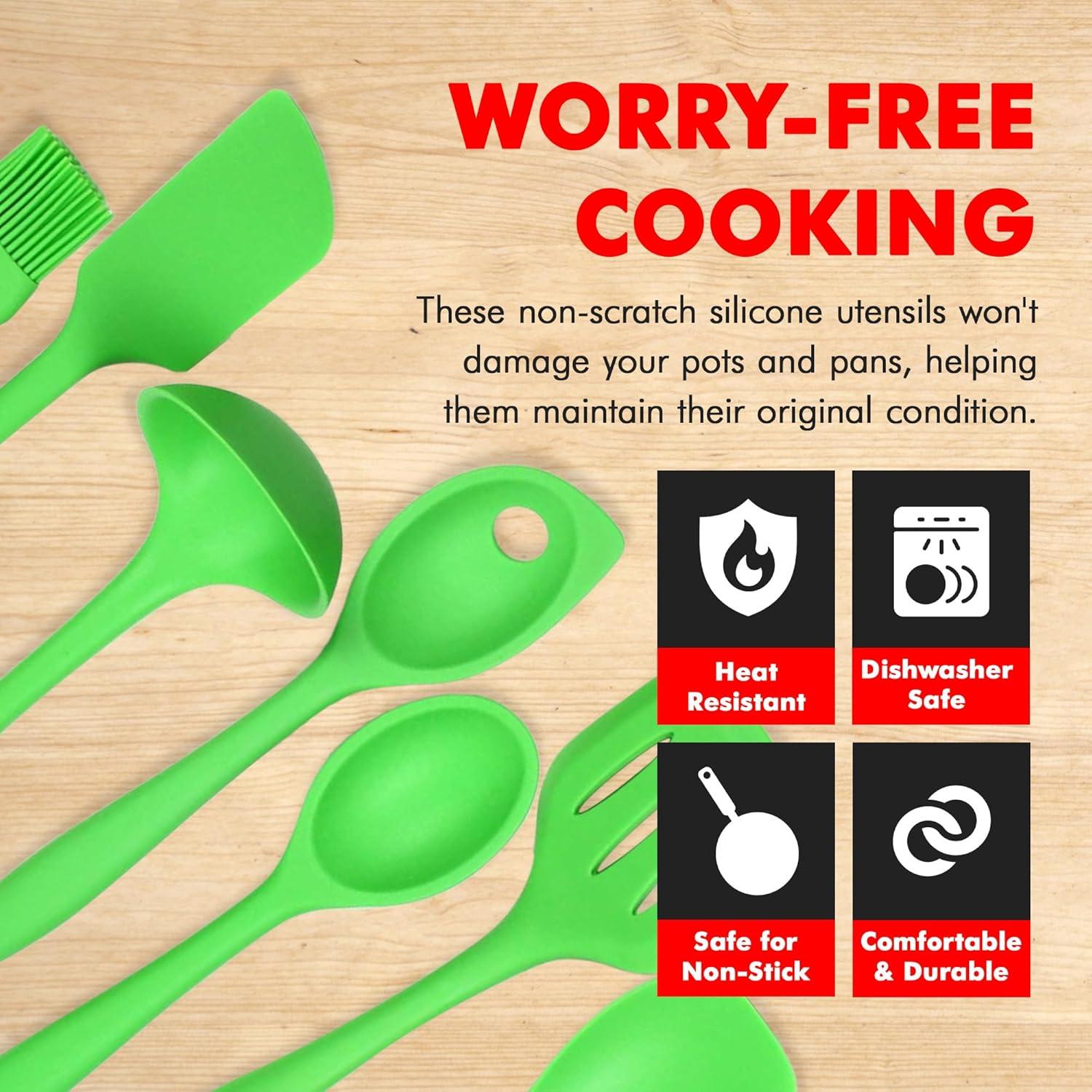 Chef Craft Premium Silicone Kitchen Tool and Utensil Set, 7 Piece Set, Green