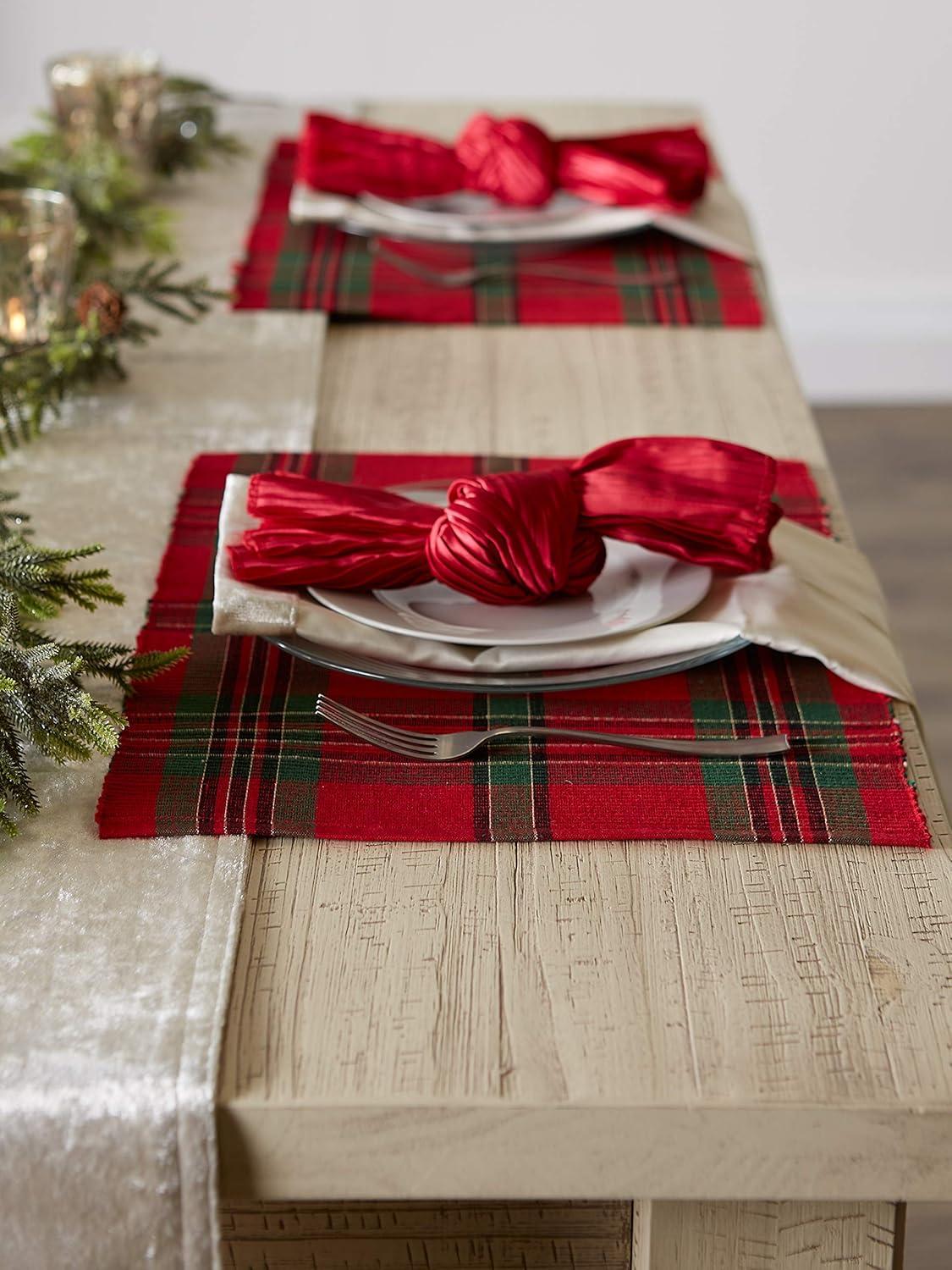 Design Imports Holiday Plaid Placemats, Set of 6