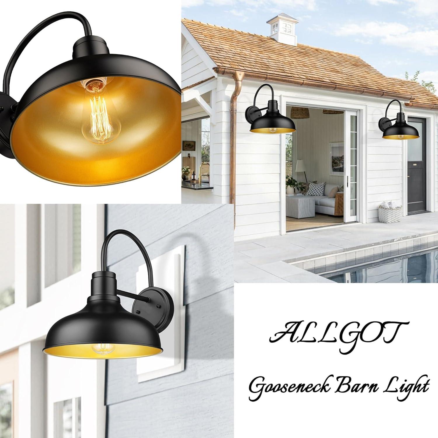 2 Pack Outdoor Wall Lights 12 inch Exterior Barn Wall Sconce Fixture Wall Mount Lantern Waterproof Black Wall Lamps Outside Porch Lights House Garage Doorway Patio Front Door Entryway