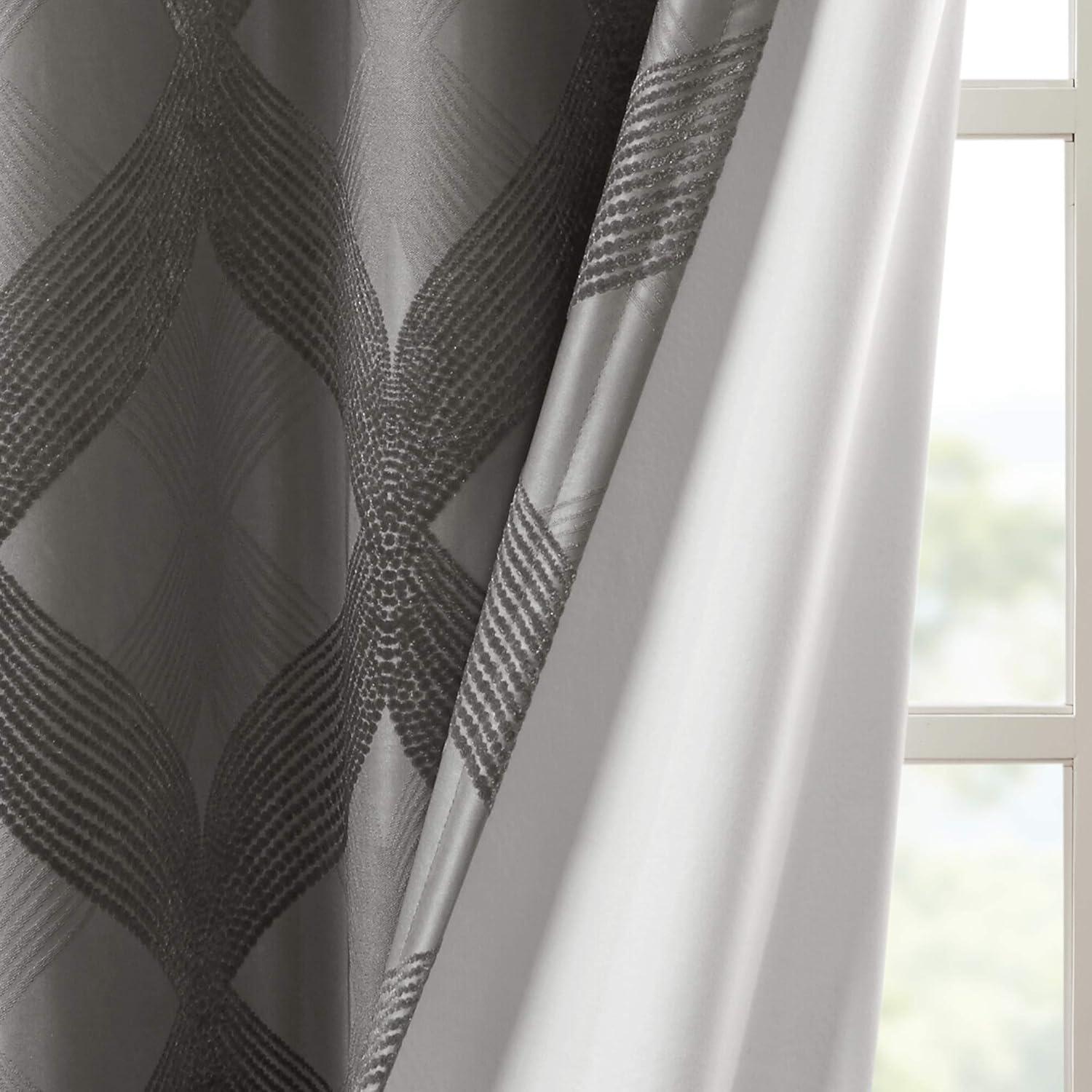 Madison Park Bentley Ogee Knitted Jacquard Geometric Total Blackout Single Curtain Panel