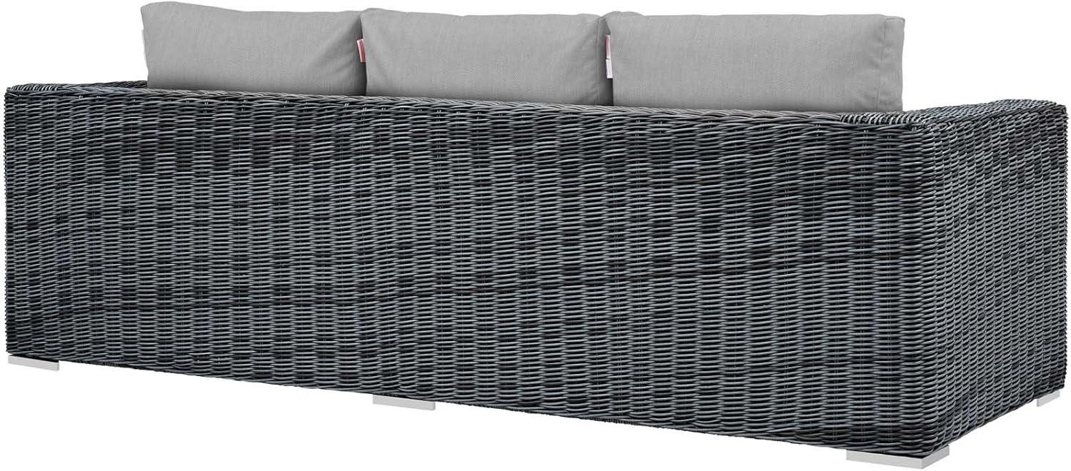 Gray Wicker and Aluminum Outdoor Sectional Sofa