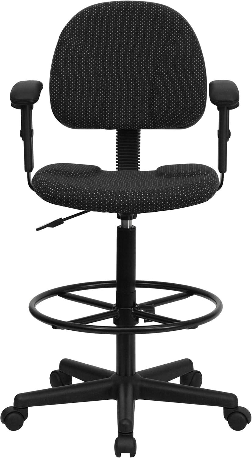 Flash Furniture Black Patterned Fabric Drafting Chair with Adjustable Arms (Cylinders: 22.5''-27''H or 26''-30.5''H)