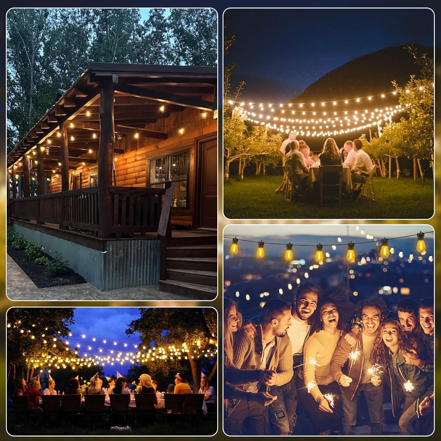 96FT Yellow LED Outdoor Globe String Lights