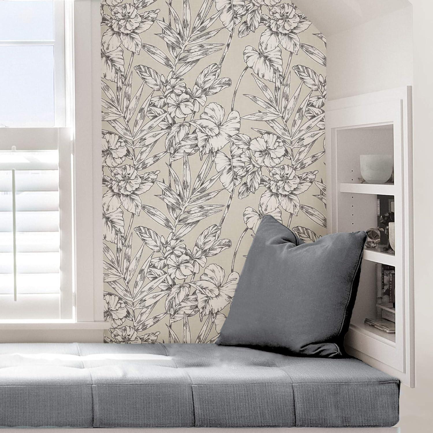 NuWallpaper Grey Cayman Vinyl Peel And Stick Wallpaper, 216-in by 20.5-in, 30.75 sq. ft.