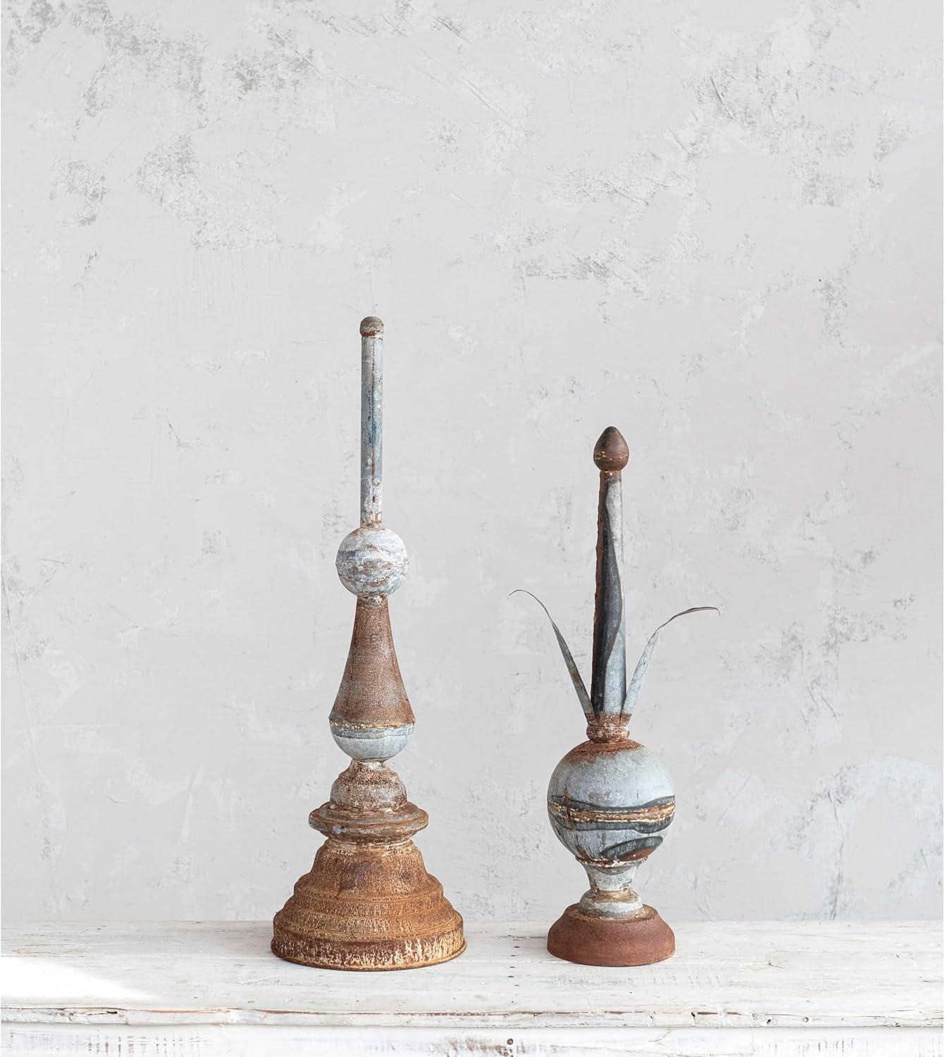 Distressed Zinc 25" Metal Finial Spindle Décor