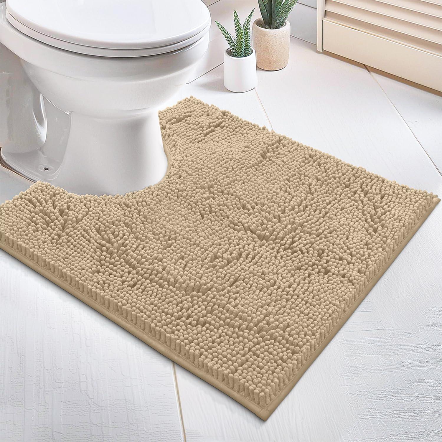 LuxUrux Soft & Plush Shaggy Plum Chenille Microfiber Bath Rug, 20" x 20'', Non-Slip Backing