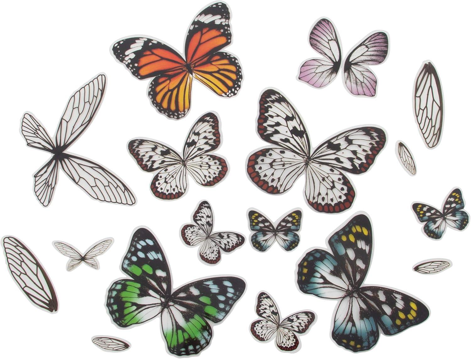 Set of 72 Multicolor Transparent Acetate Butterfly and Dragonfly Wings