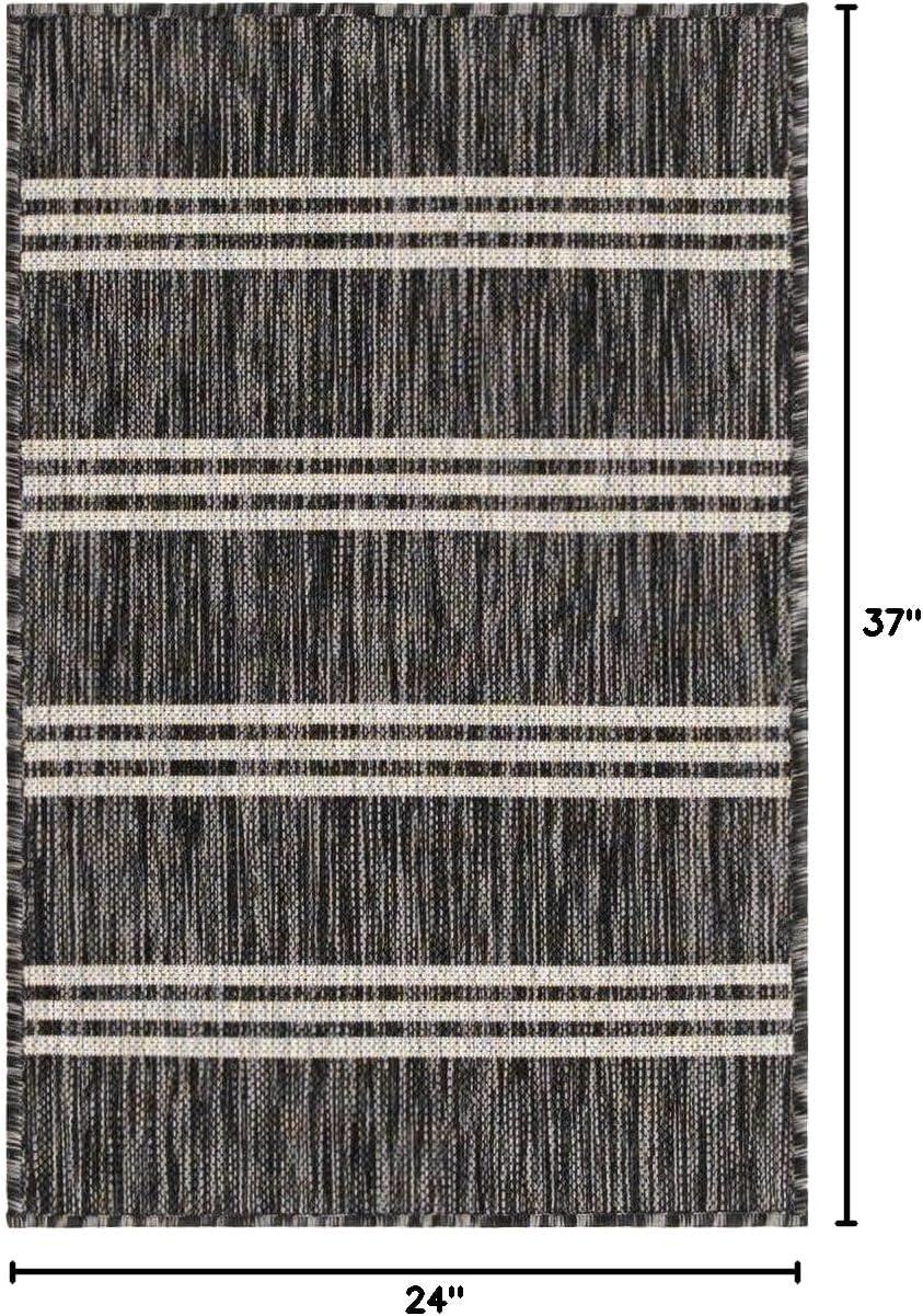 Jill Zarin Outdoor Collection Area Rug - Anguilla (2' x 3' 1" Rectangle Charcoal/Ivory)