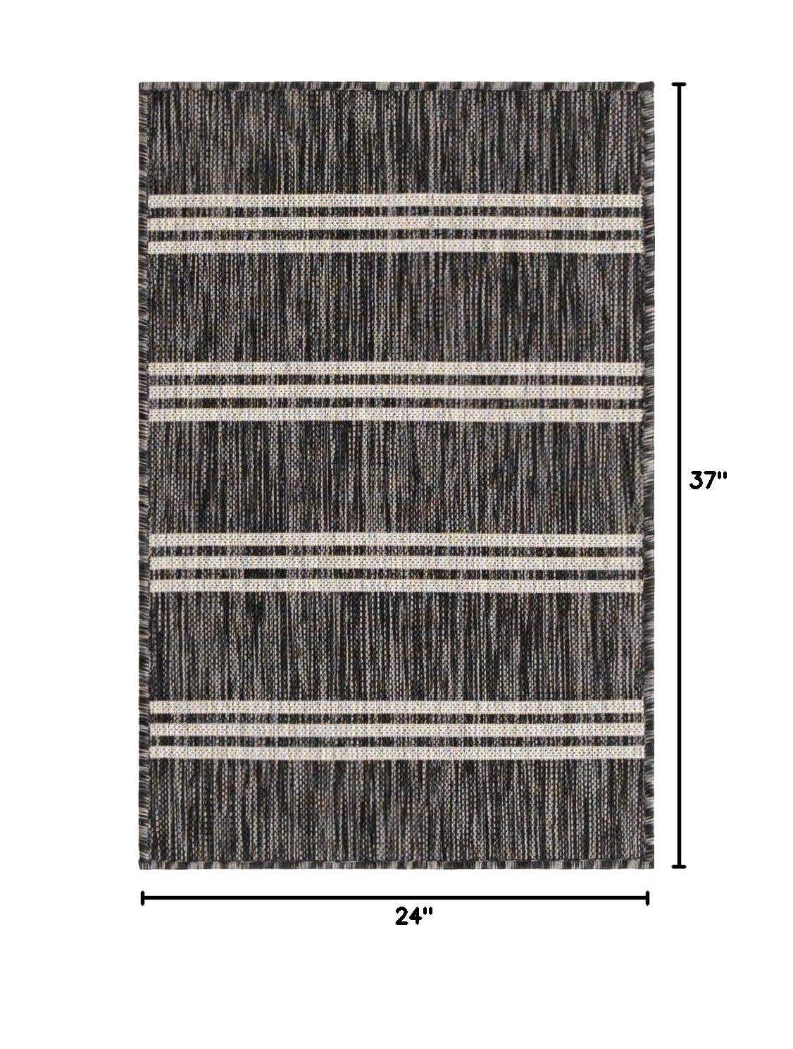 Jill Zarin Outdoor Collection Area Rug - Anguilla (2' x 3' 1" Rectangle Charcoal/Ivory)