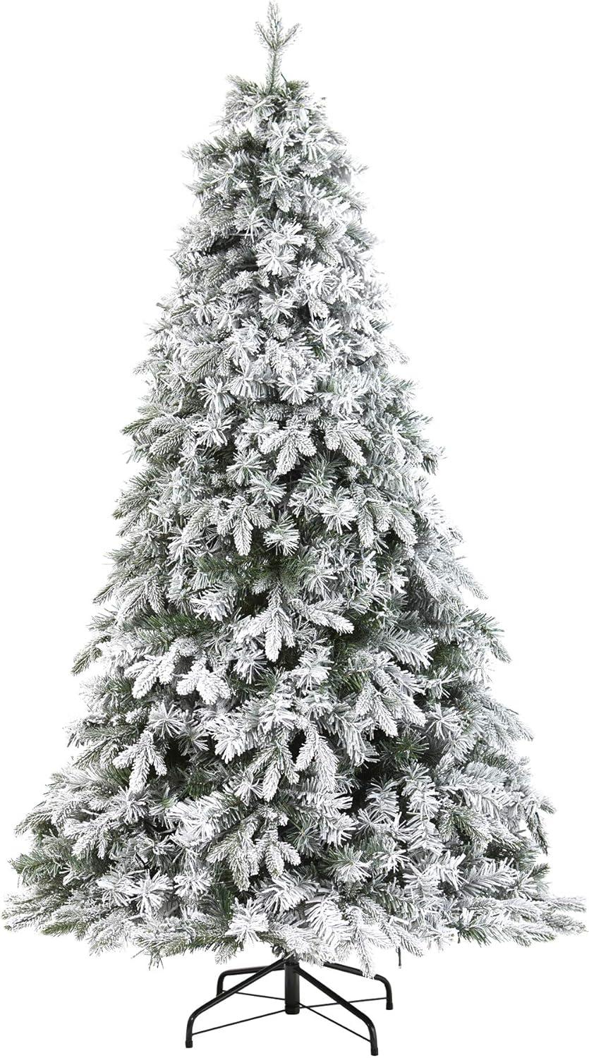 Nearly Natural 6' Flocked Vermont Mixed Pine Prelit LED Artificial Christmas Tree