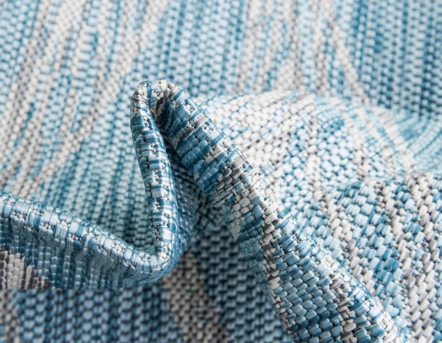 Unique Loom 8' 0 x 11' 4 Rectangle Indoor/Outdoor Botanical Light Aqua Area Rug