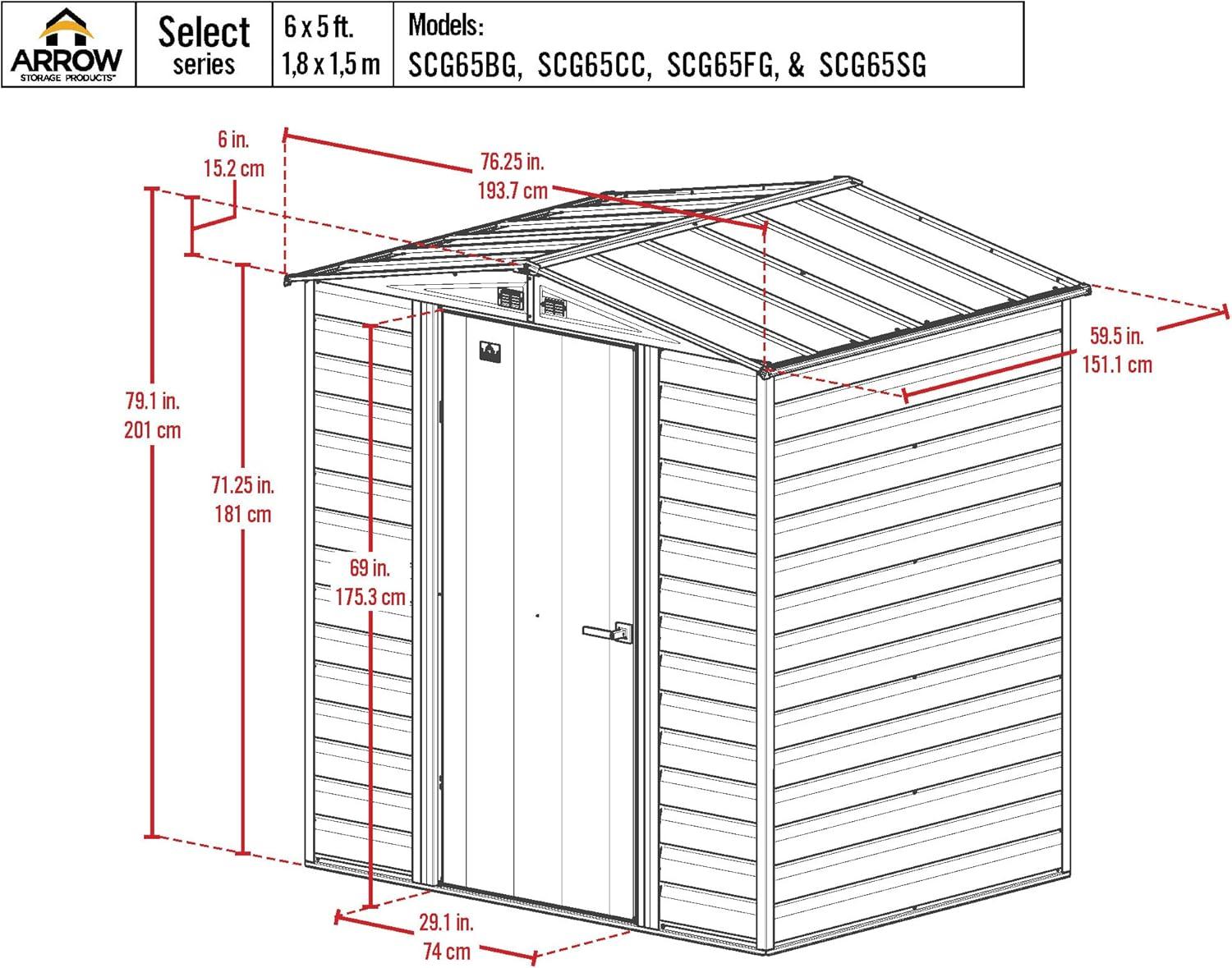 Arrow Select Steel Storage Shed, 6x5