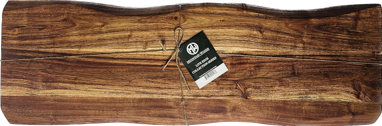 Mountain Woods Brown Hand Crafted LIVE EDGE Acacia Cutting Board/Serving Tray - 27" (﻿Maximum 5 Per Order Please.)