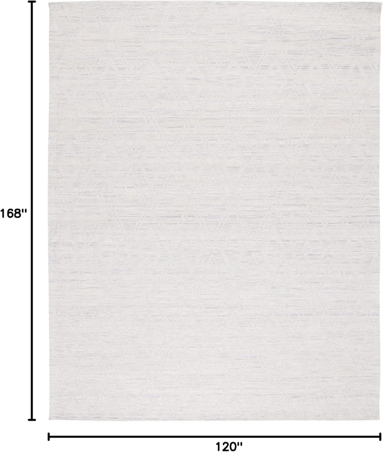 SAFAVIEH Marbella Alicia Geometric Diamonds Wool Area Rug, Silver/Ivory, 10' x 14'