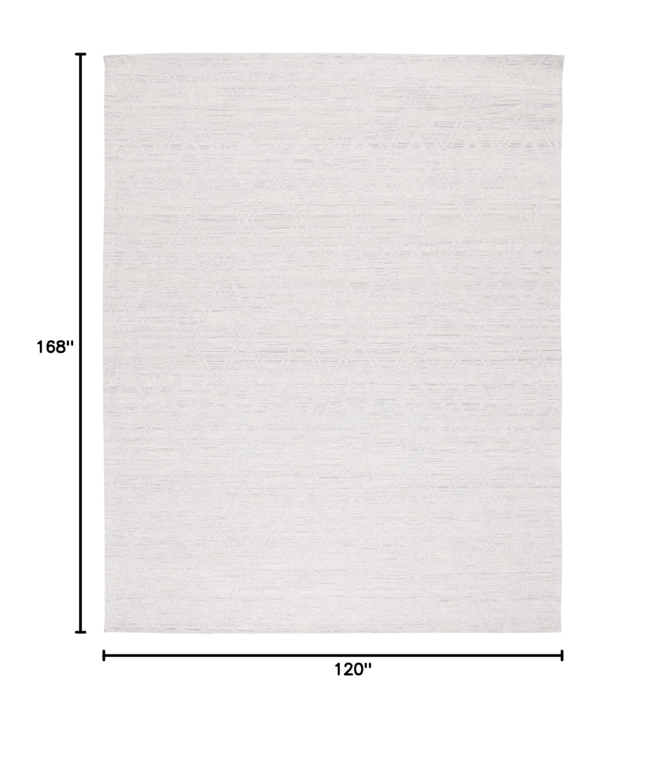 SAFAVIEH Marbella Alicia Geometric Diamonds Wool Area Rug, Silver/Ivory, 10' x 14'