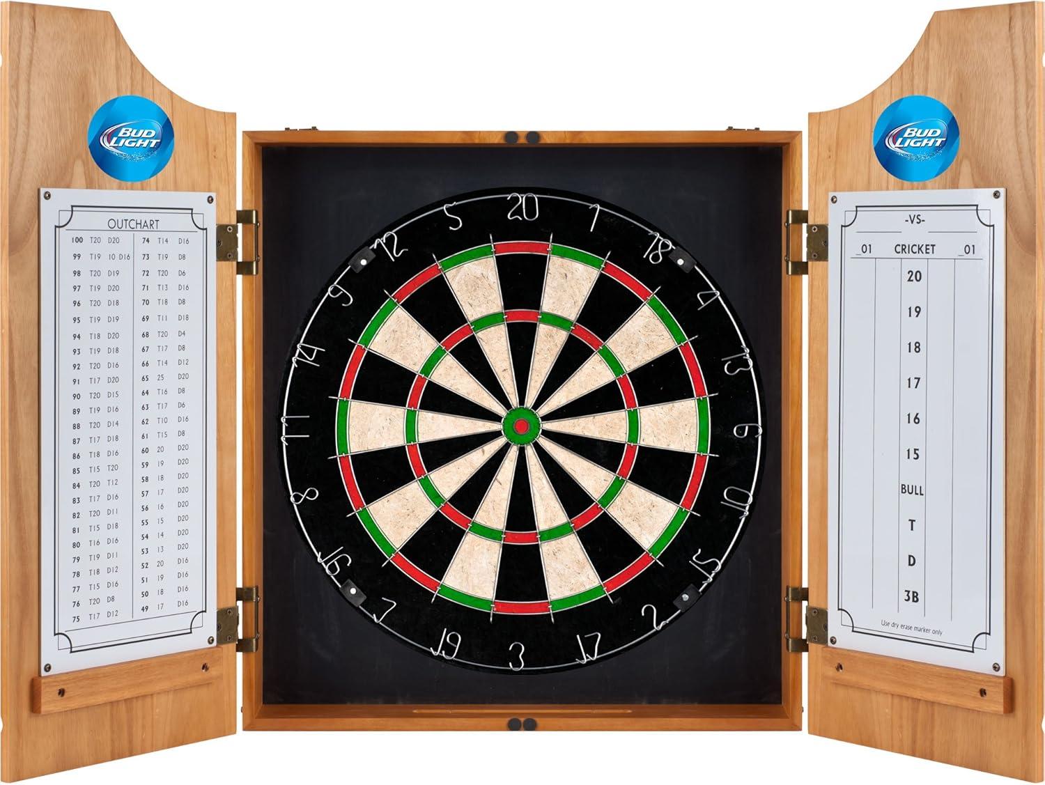 Solid Wood Bristle Dartboard Cabinet Set with Darts