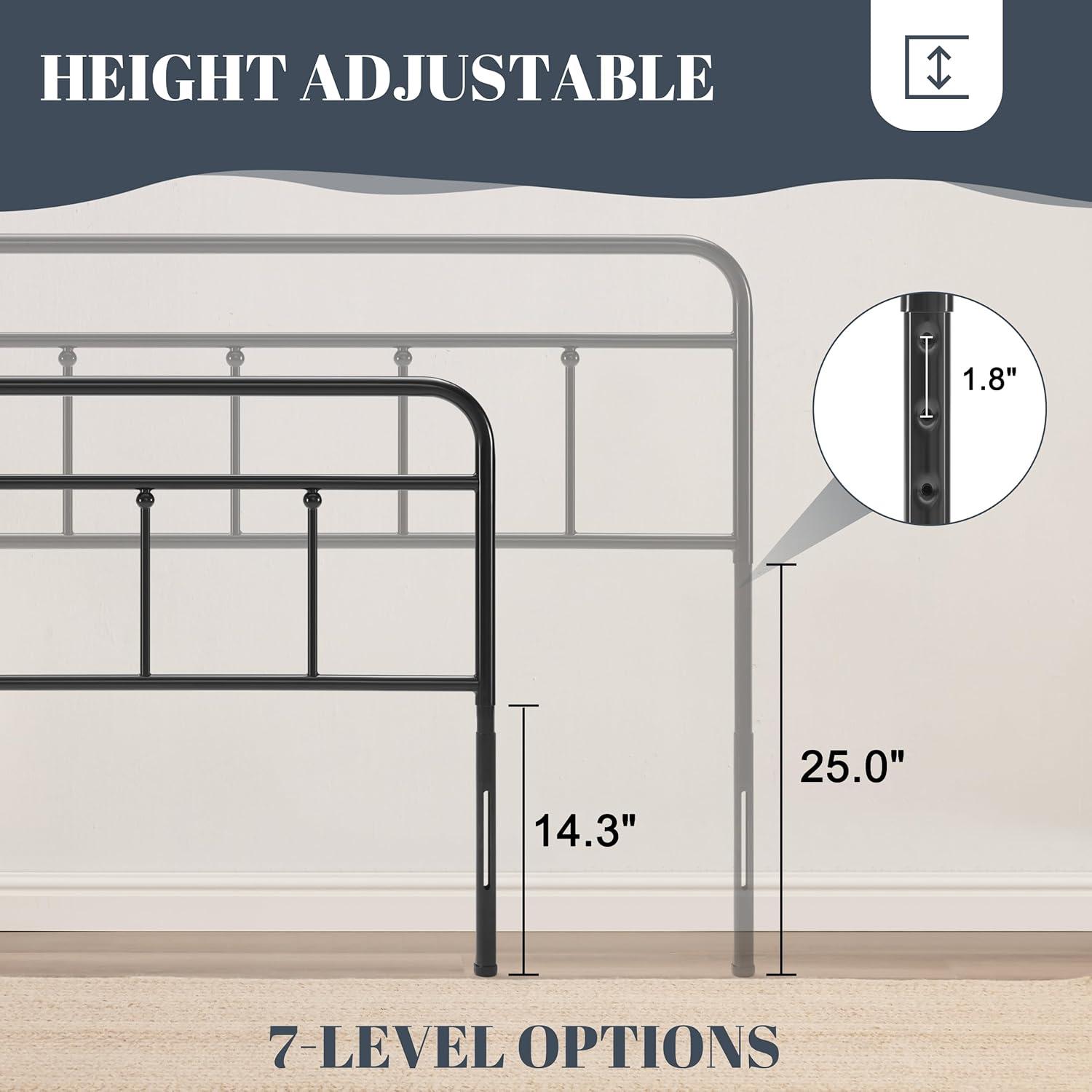 Black Metal Headboard King Size, Height Adjustable King Headboard Only, King Size Headboard Only for Bedroom, Vintage King Headboards, Farmhouse Headboard King, King Metal Bed Headboard Only