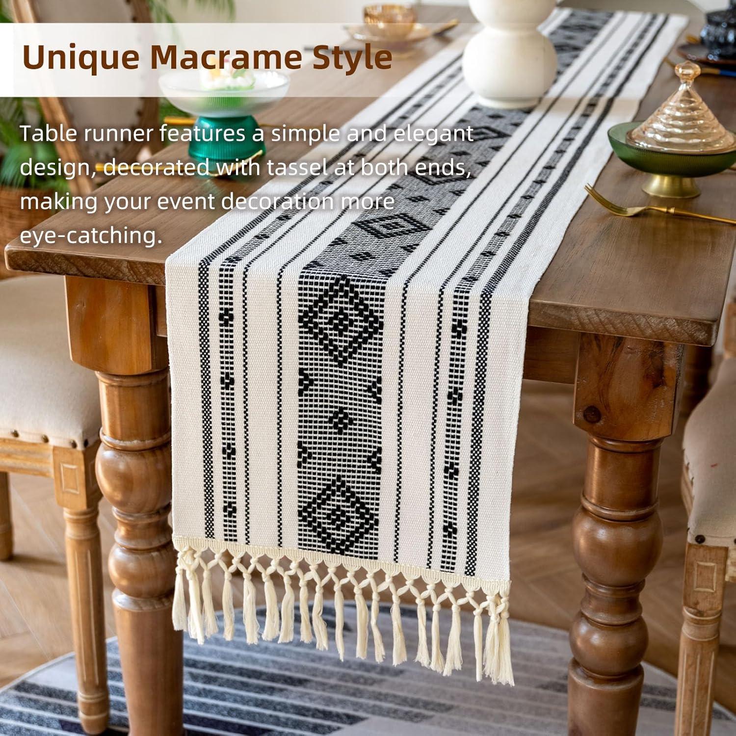 Oveesha Boho Cotton Woven Table Runner With Tassels