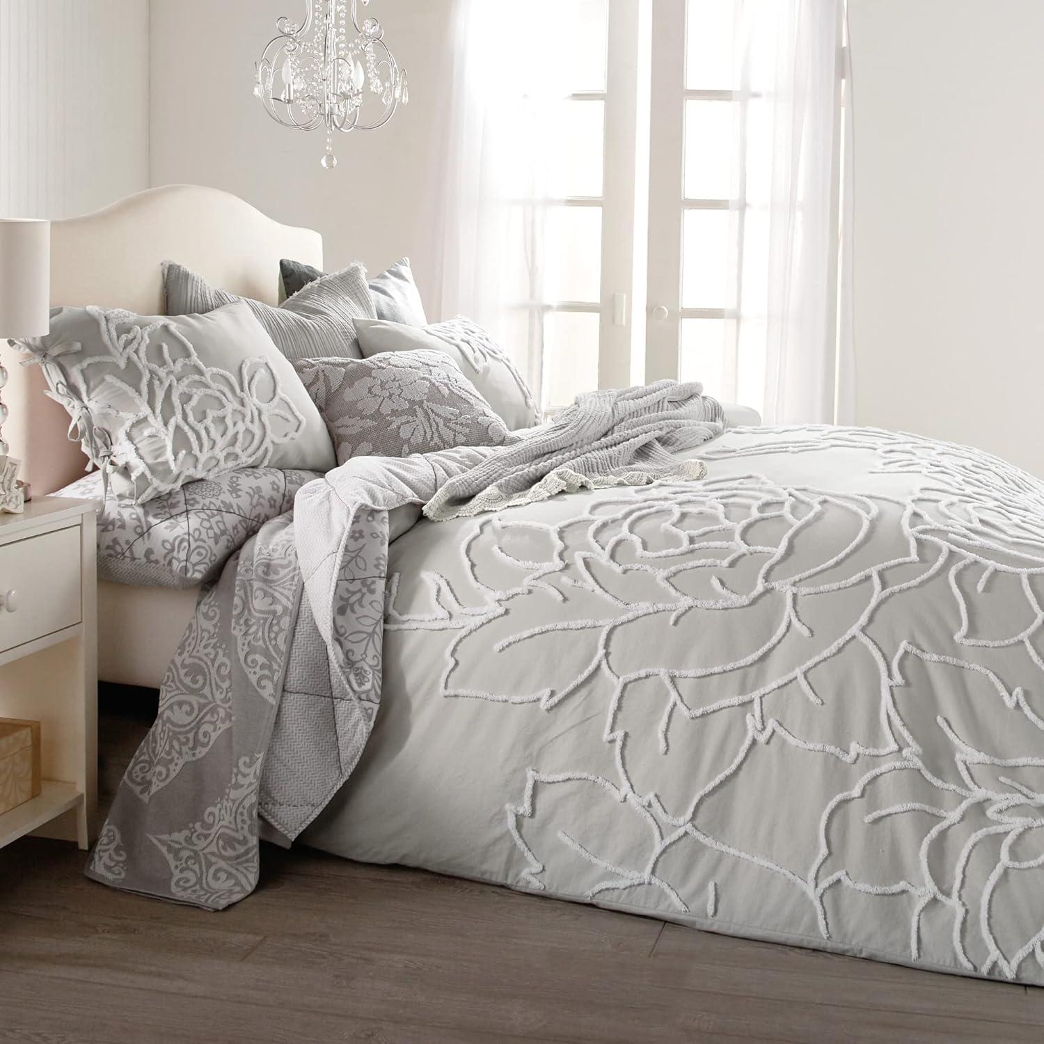 Peri Home Chenille Rose Duvet Cover & Sham Set Gray